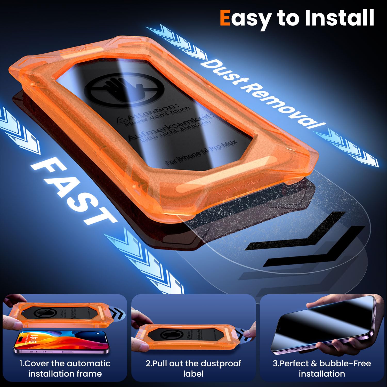 Uniqueme For Iphone 14 Pro Max Privacy Screen Protector   [Military Grade Shatterproof & 9H+ Hardness] Screen Protector 14 Pro M