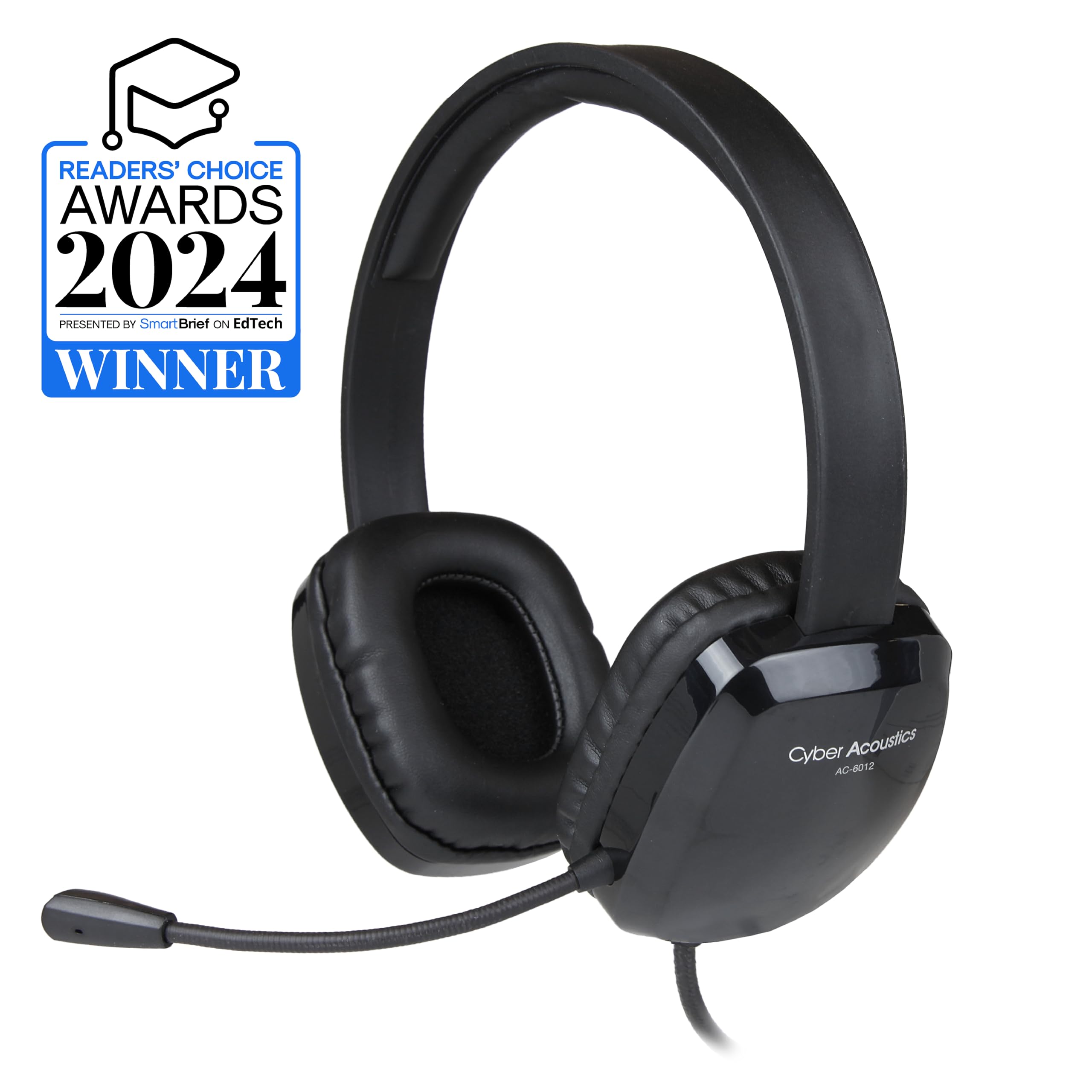 Cyber Acoustics Stereo Usb Headset, In Line Controls For Volume & Mic Mute, Noise Cancelling Mic & Flexible Boom For Pc & Mac, P