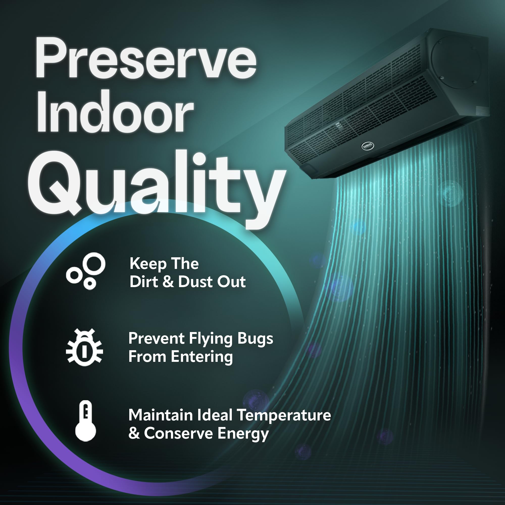 Durasteel Wall Mounted Air Curtain Fan   Dark 36 Inch Air Door   Ul Certified Heavy Duty   Commercial Super Power Indoor Over Do