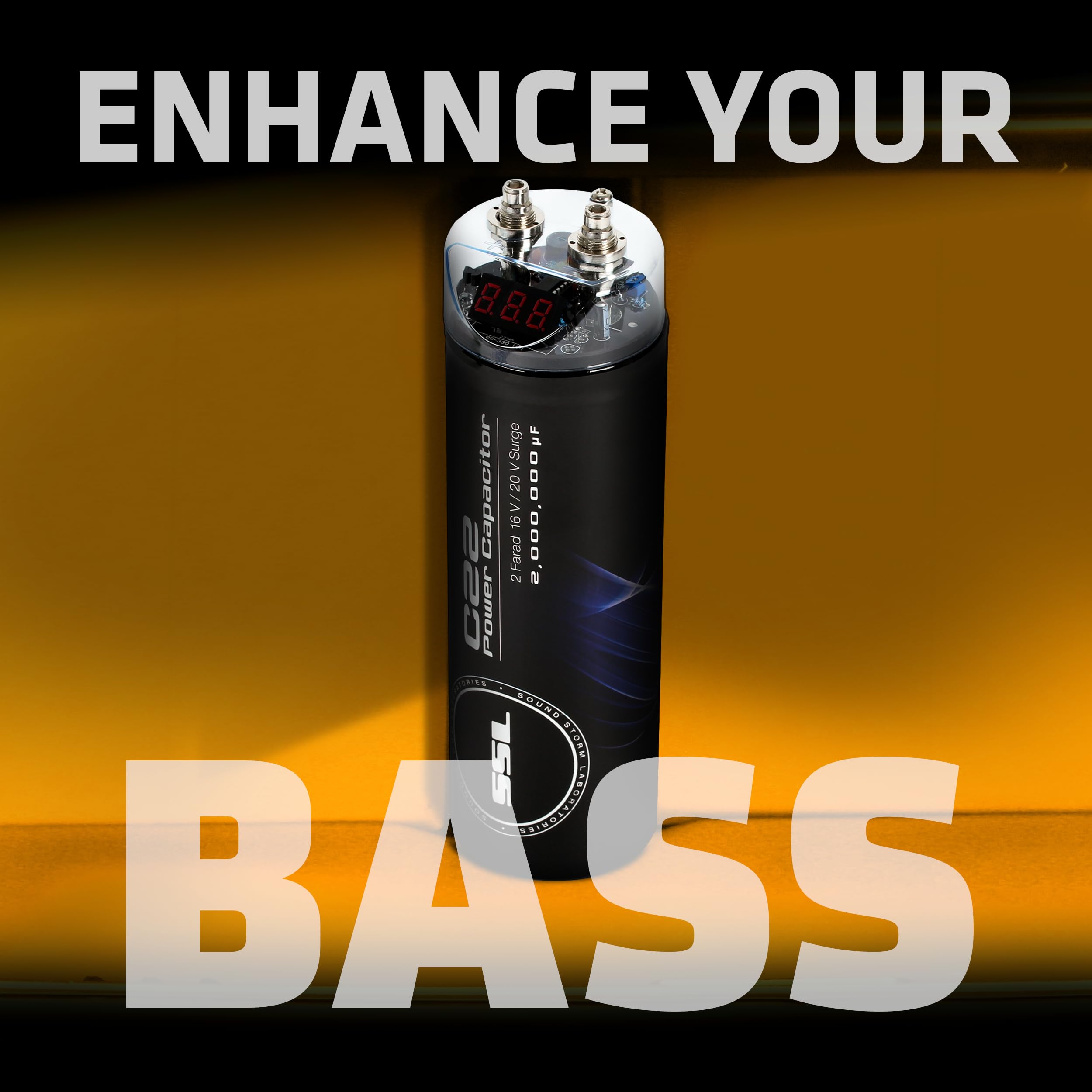 Sound Storm Laboratories C22 Car Audio Capacitor   2 Farad, Energy Storage, Enhance Bass From Stereo, For Amplifier And Subwoofe