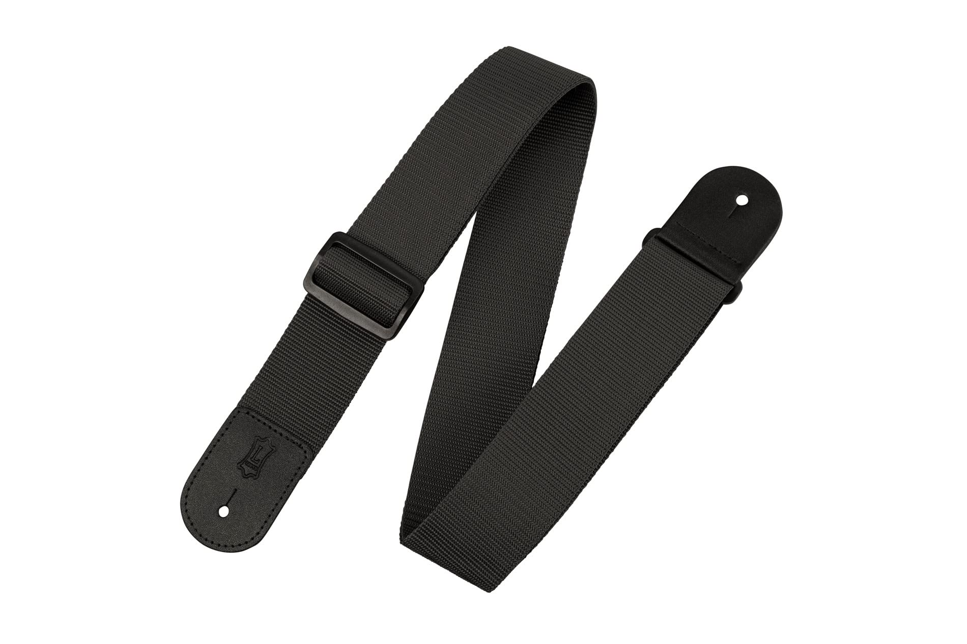 Levys Leathers 2 Polypropylene Guitar Strap with Genuine Leather Ends and Tri-glide Adjustment; Black (M8POLY-BLK)
