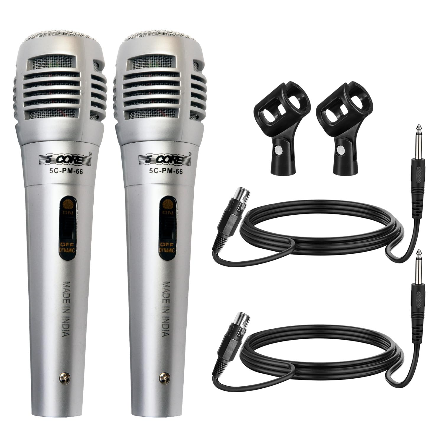 5 CORE Microphone Dynamic Vocal Handheld Mic Cardioid Unidirectional Microfono w On Off Switch + XLR Audio Cable for Singing - P