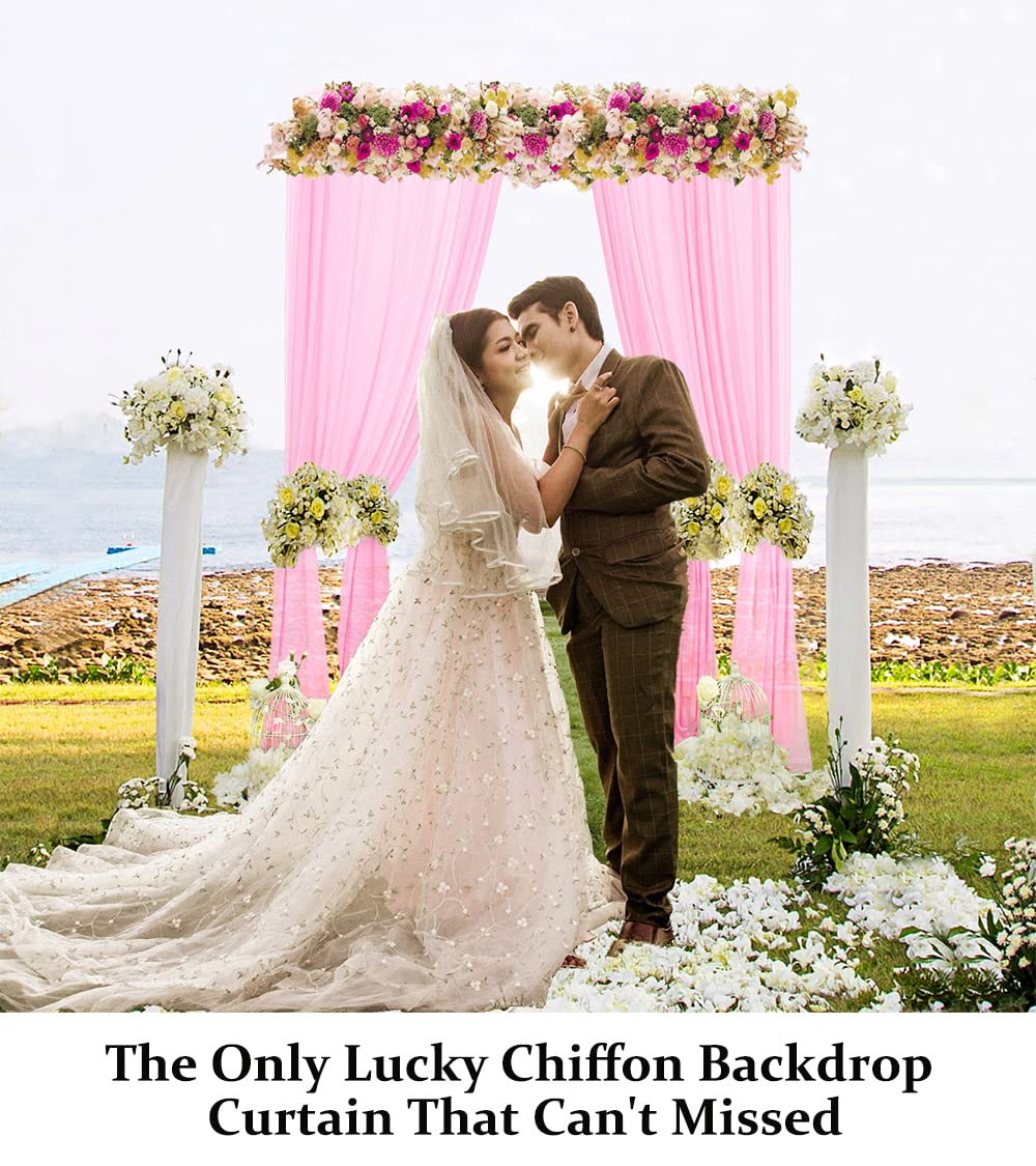 Duobao Pink Chiffon Backdrop Curtain 2 Panels 29X120 Inch Wedding Chiffon Backdrop Drapes Beach Curtains For Living Room Voile W