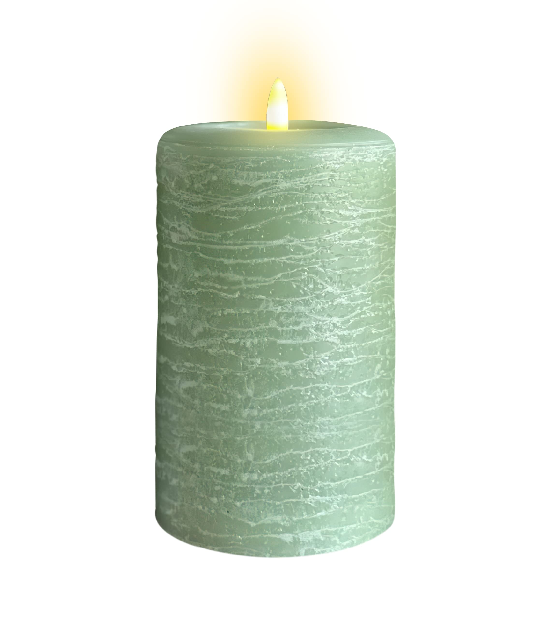 Lumipur Signature Natural Glow Flickering Flameless Led Wax Pillar Candle (3.5'' X 7'', Sage Green)