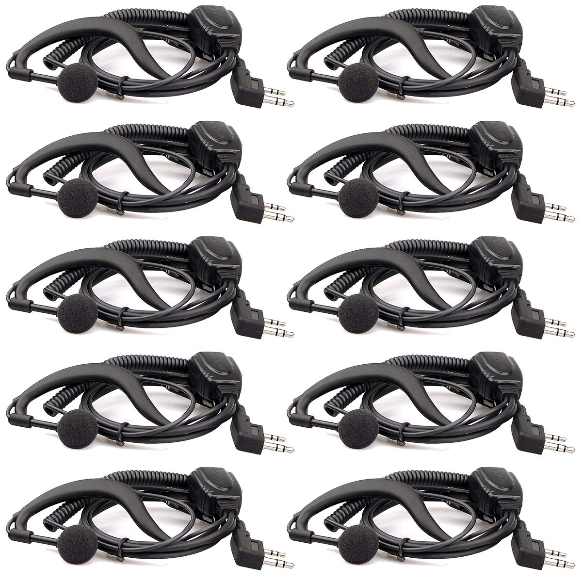 Retevis Length Adjustable Walkie Talkie Earpiece With Mic, G Type, For Rt22 Rt68 Rt21 H 777 Rt22S Rb29 Rb45, Compatible With Baofeng 888S Uv 5R Samcom Walkie Talkie,Two Way Radio Headset(10 Pack)