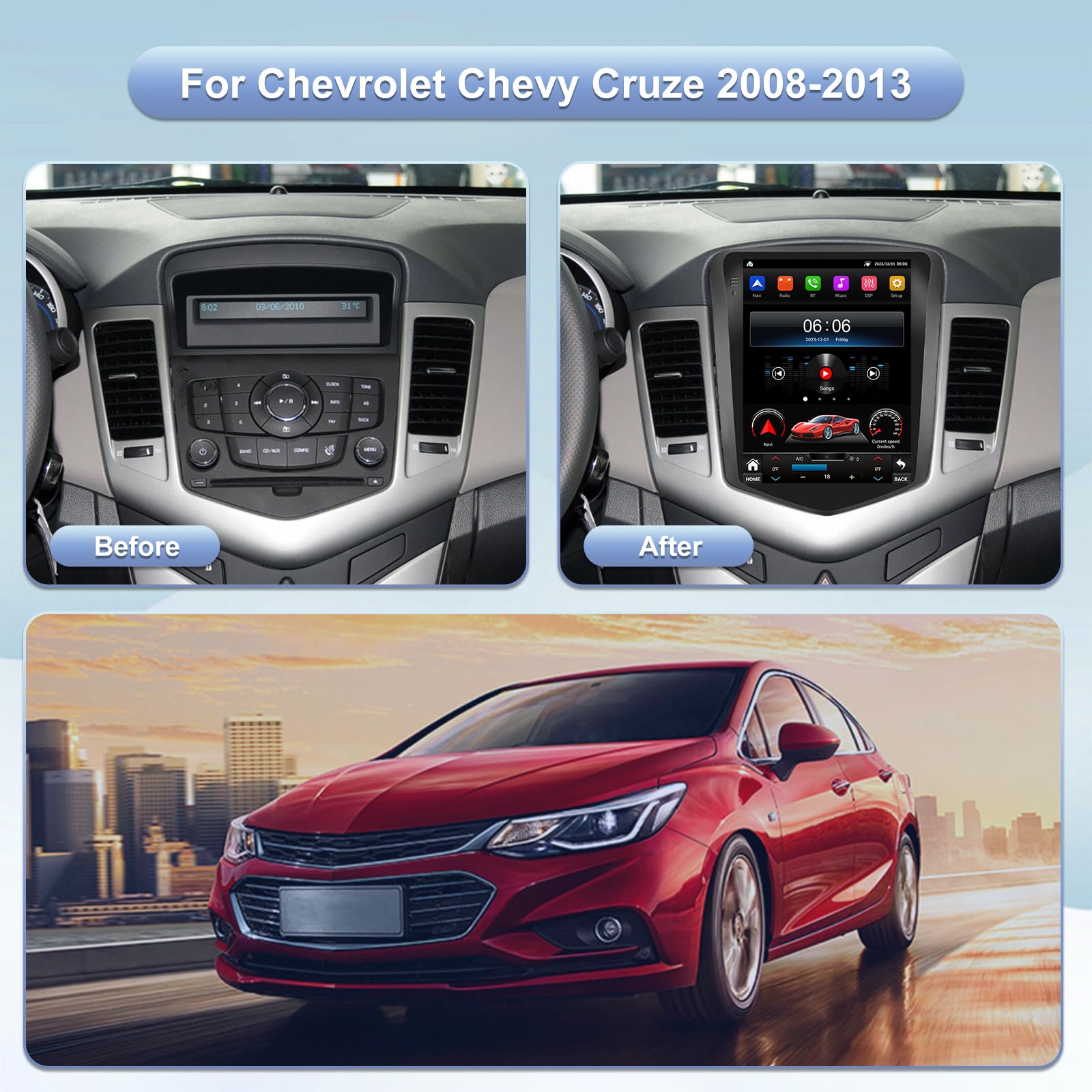 4Gb+32Gb Upgrade Car Stereo Radio For Chevrolet Chevy Cruze 2009 2015   Wireless Carplay And Android Auto Gps Navigation   5Gwif