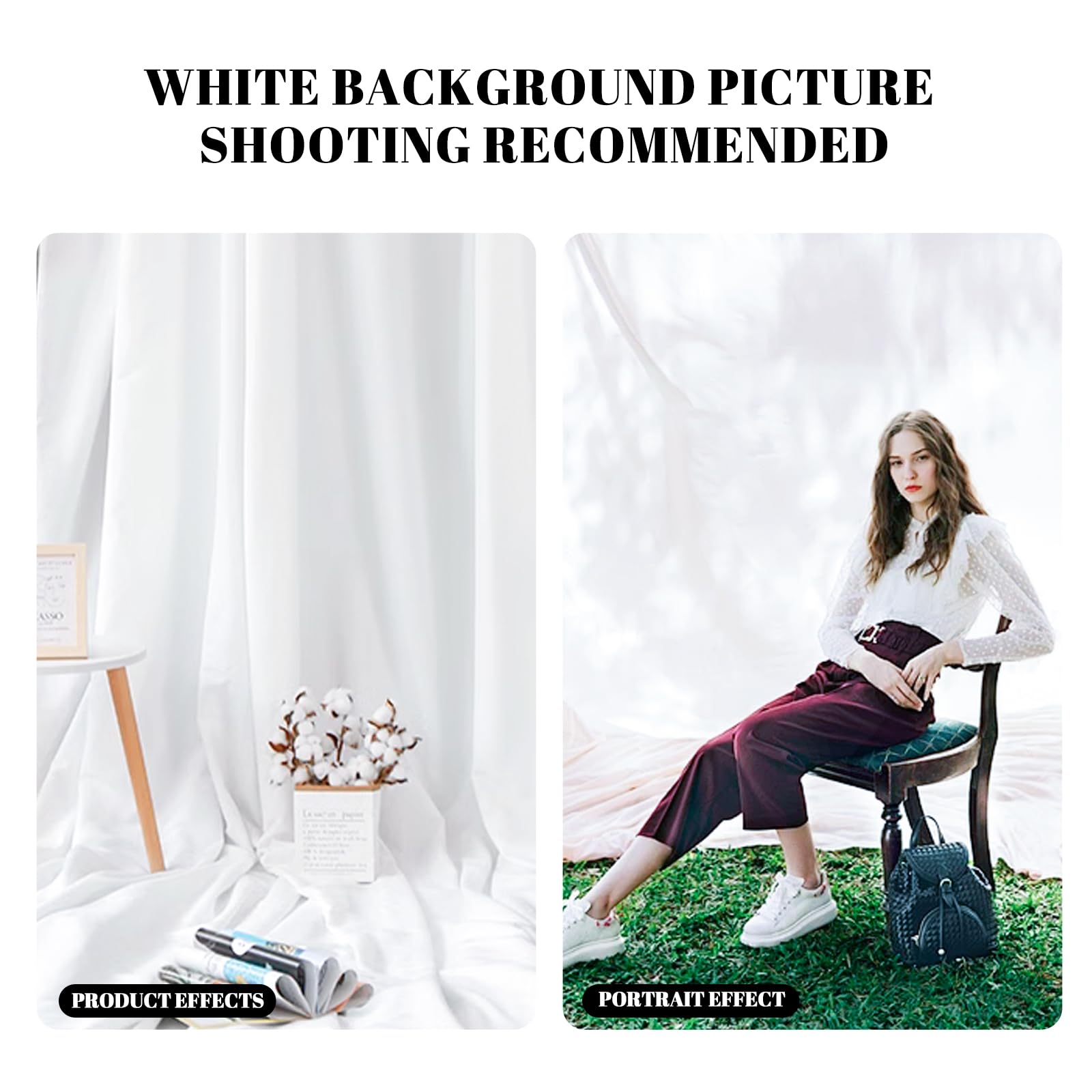 Beiyang 10 X10 Ft White Backdrop Screen For Photography, White Background Cloth For Soft Light, White Backdrop Curtain For Portr