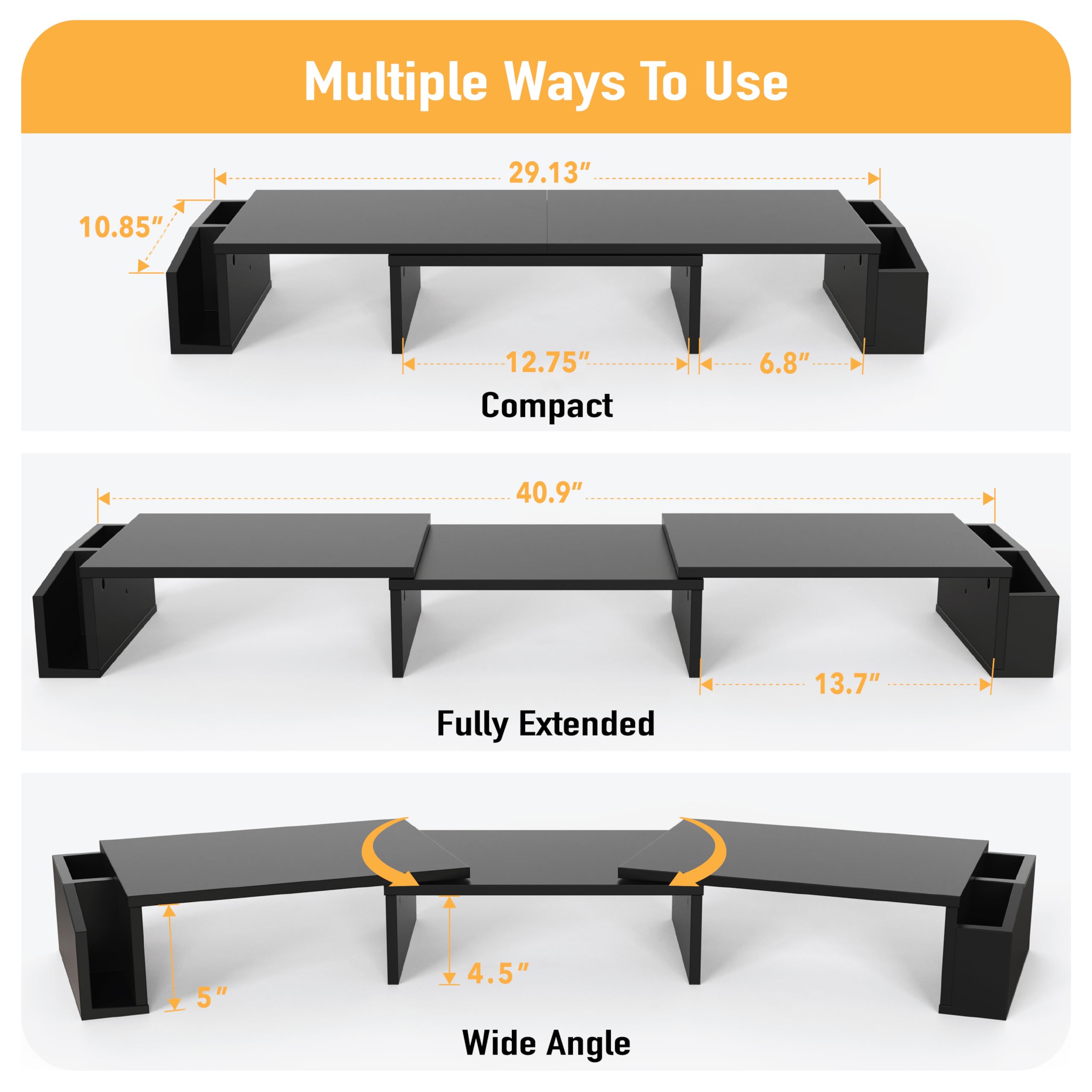 Simple Houseware Desk Dual Monitor Stand Riser with Drawer, Black