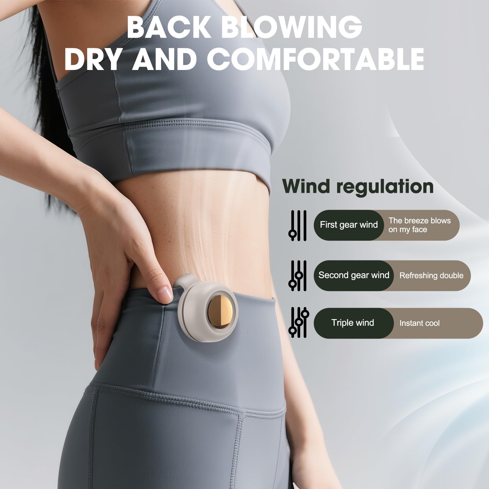 Small Clip Fan, Personal Waist Fans,Portable Silent Mini Bladeless Fan Clip On For Shirt,Hands-Free Personal Clip Fans 3 Speeds,