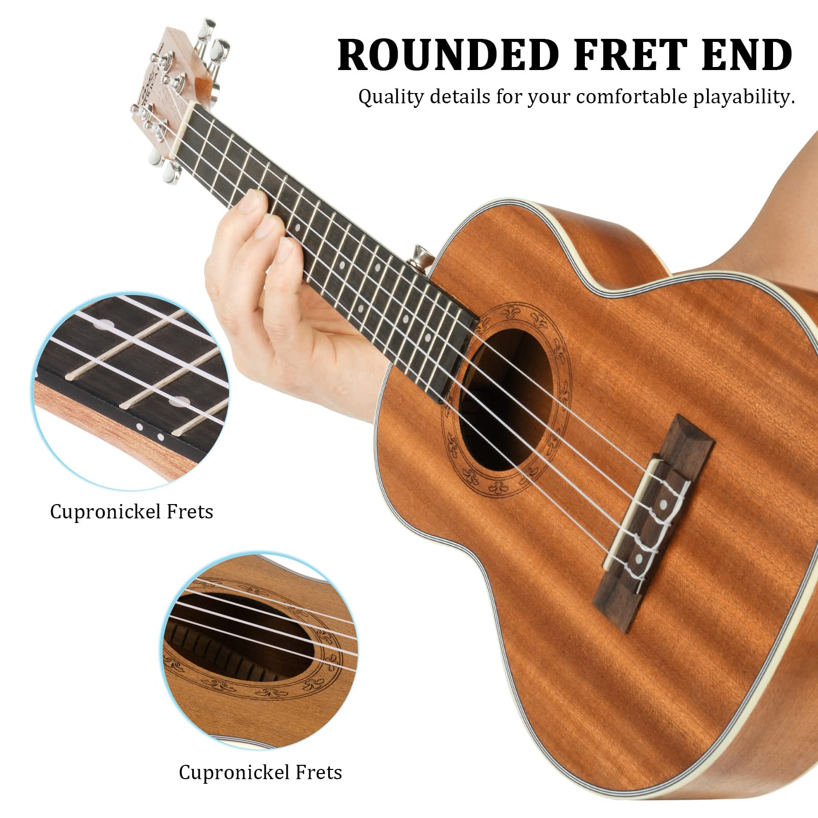 Hricane Concert Ukulele 23 Inch Uks 2, 4 Strings Ukeleles For Beginners, Sapele Hawaiian Ukele With Ukulele Case And Ukele Strin