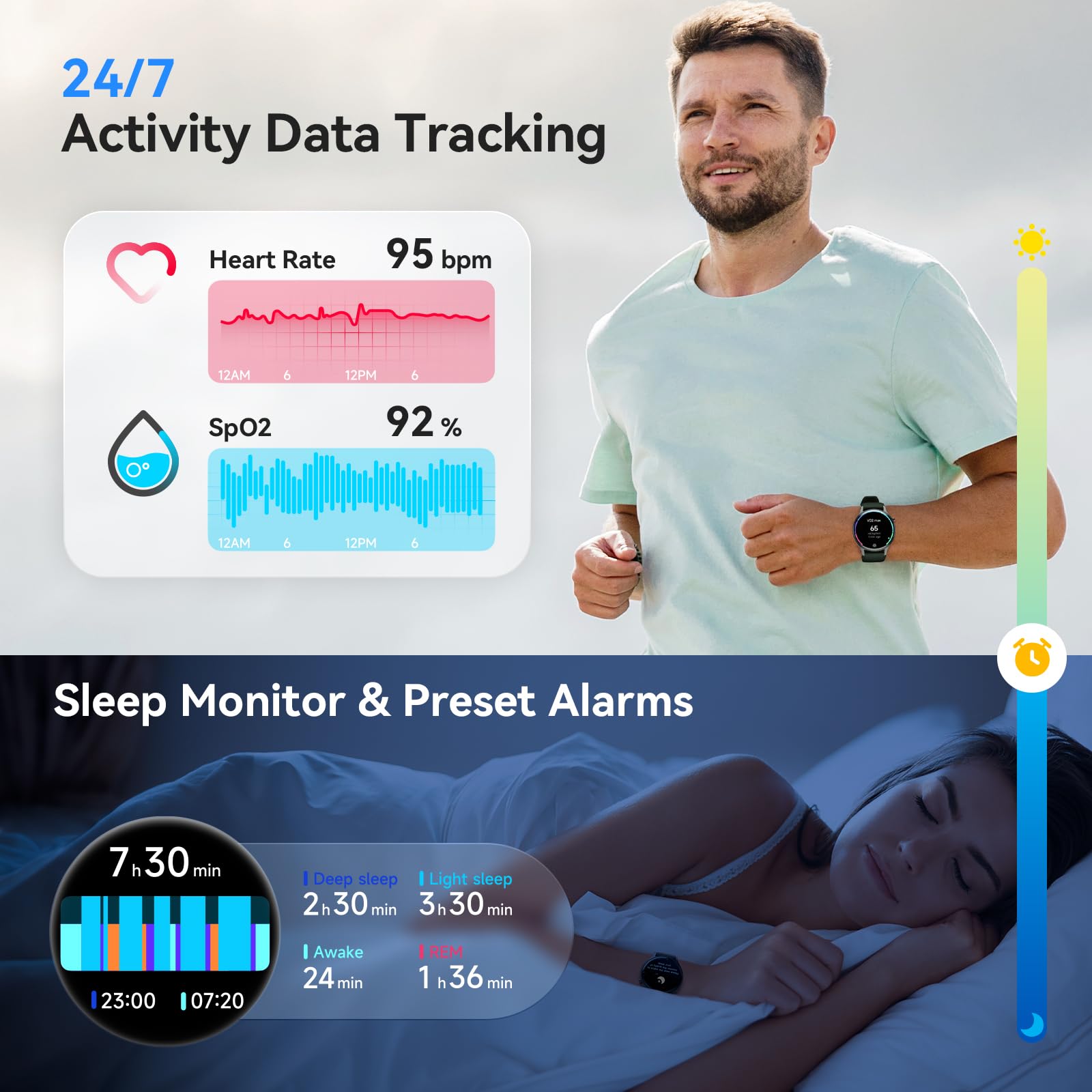 Aeac Smart Watch For Men Women, Amoled Ultra Clear Screen Fitness Trackers With Heart Rate/Sleep/Spo2 Monitor, Smartwatch For Ip