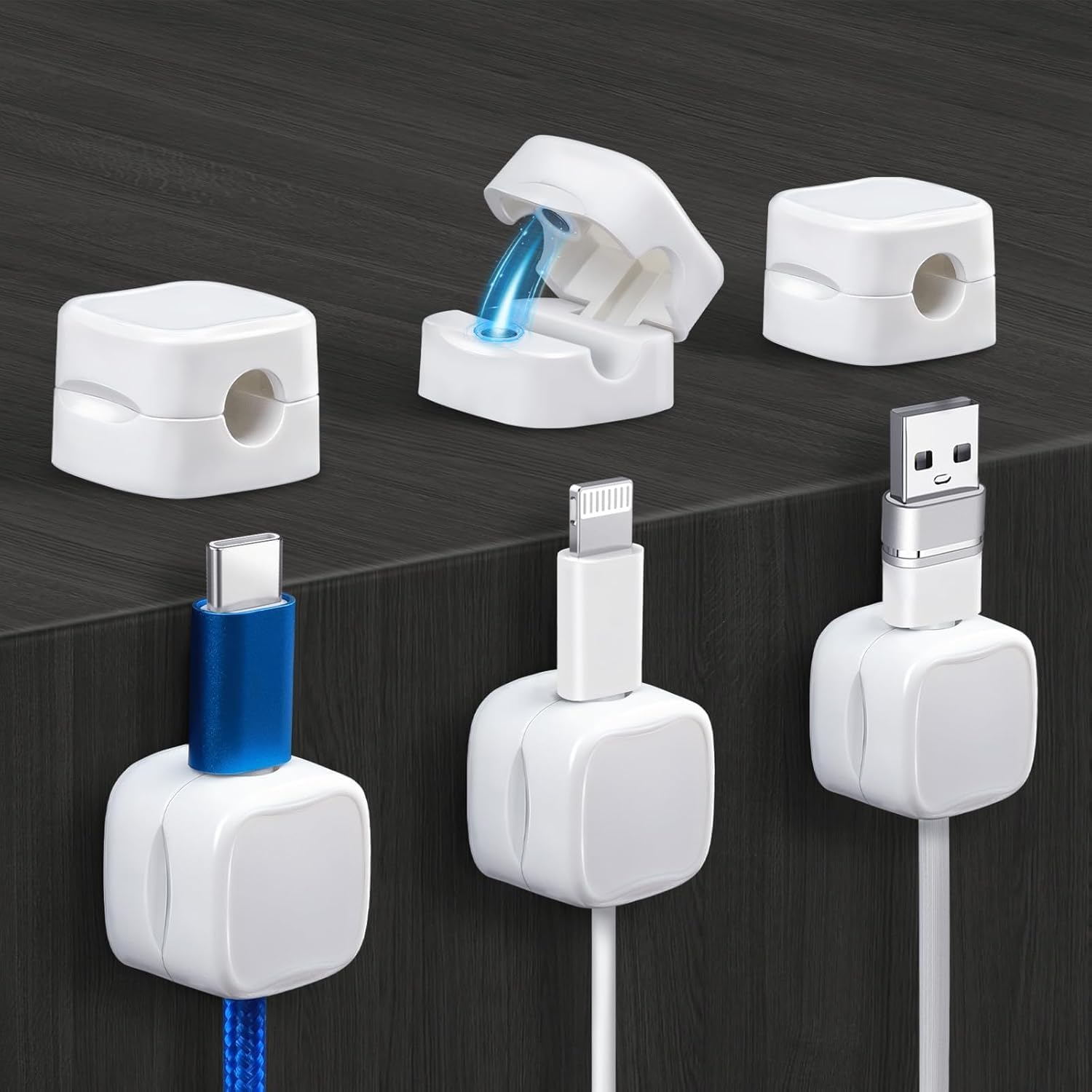 Behahai Magnetic Cable Clip Organizer Cord Holder, Adhesive Cable Management, Wire Phone Usb Charger Cable Holder Keeper Organiz