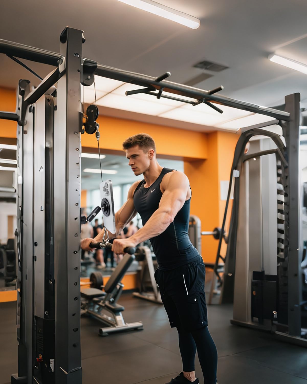 Leenconghui All-Metal Gym Magnetic Phone Holder For Magsafe,[Dual Magnet] Portable Detachable Magnetic Phone Stand Compatible Wi