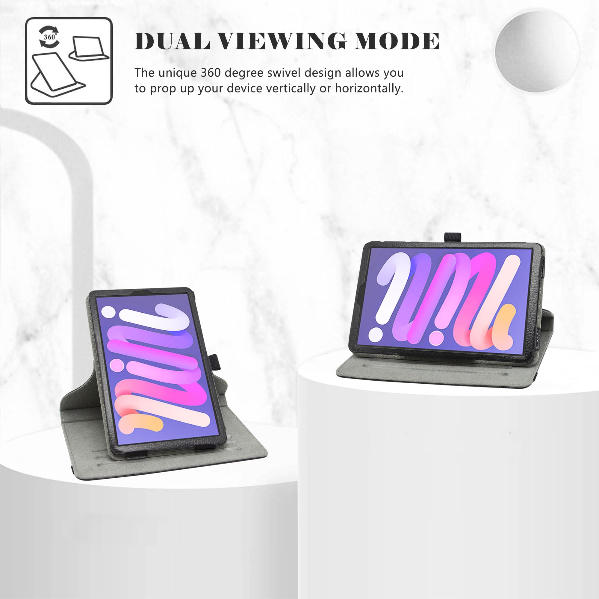 Liushan Compatible With 360 Degree Rotation Stand Pu Cover For 8.4'' Doogee T20 Mini,Alldocube Iplay 50 Mimi Pro,Alldocube Iplay