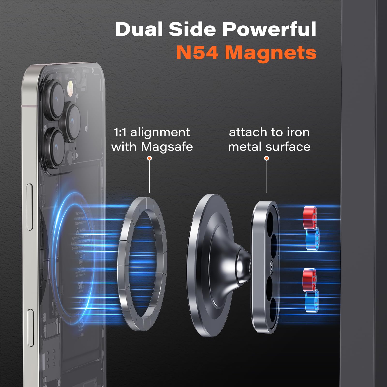 A2C All-Metal Gym Magnetic Phone Holder For Magsafe,High-End Workout Essentials Gift For Men Women,[Dual Magnet] Portable Phone