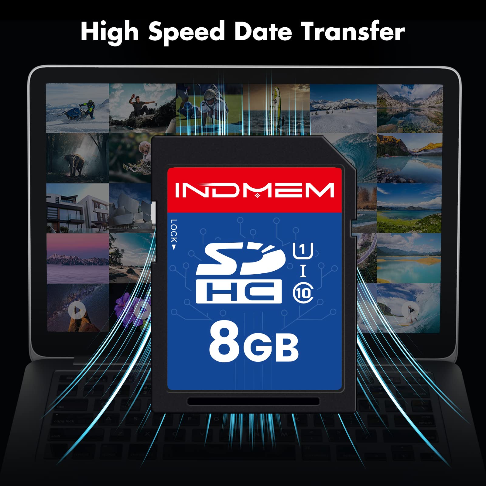 Indmem Sd Card 8Gb 2 Pack Uhs I U1 Class 10 8G Sdhc Flash Memory Card Compatible With Digital Camera, Computer, Trail Cameras