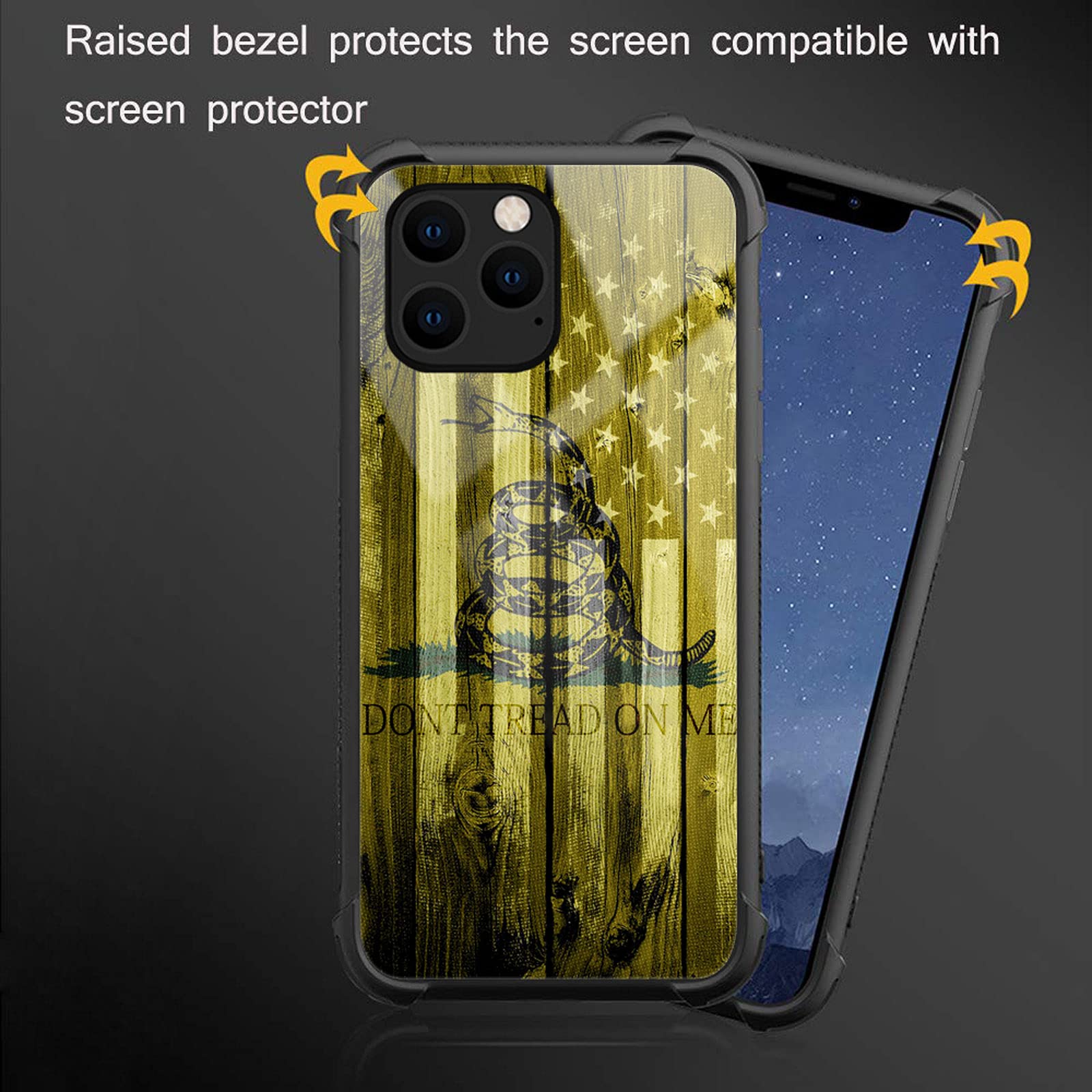 CARLOCA iPhone 13 Pro Max Shockproof Anti-Scratch Hard Acrylic Phone Case Dont Tread On Me USA Flag Graphic 6.7 inch