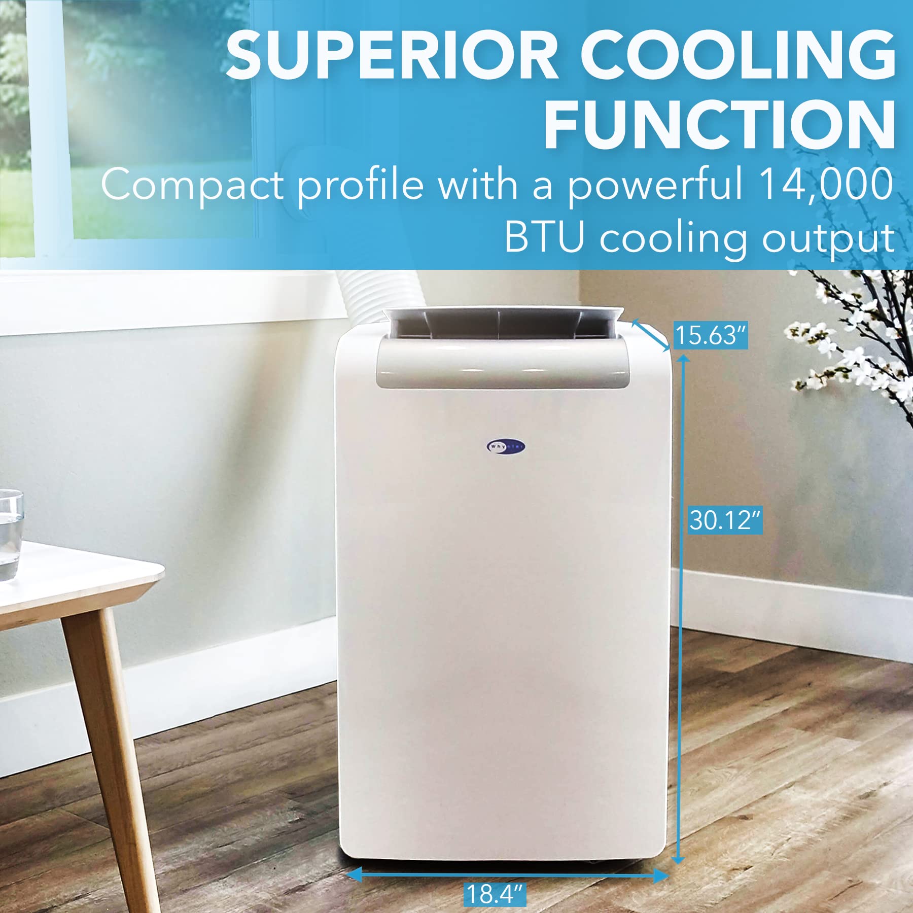 Whynter Arc 148Ms 14,000 Btu Portable Air Conditioner With Dehumidifier And Fan For Rooms Up To 500 Square Feet, White