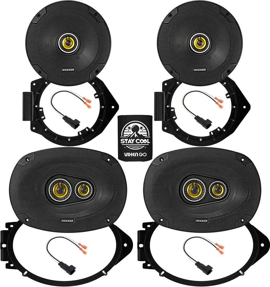 KICKER Front and Rear Door 6.5+6x9 Speakers for Chevy Silverado 1500 14-24 Upgrade Kit - 2 Pairs of CS Series 6 1/2 and 6x9 Inch