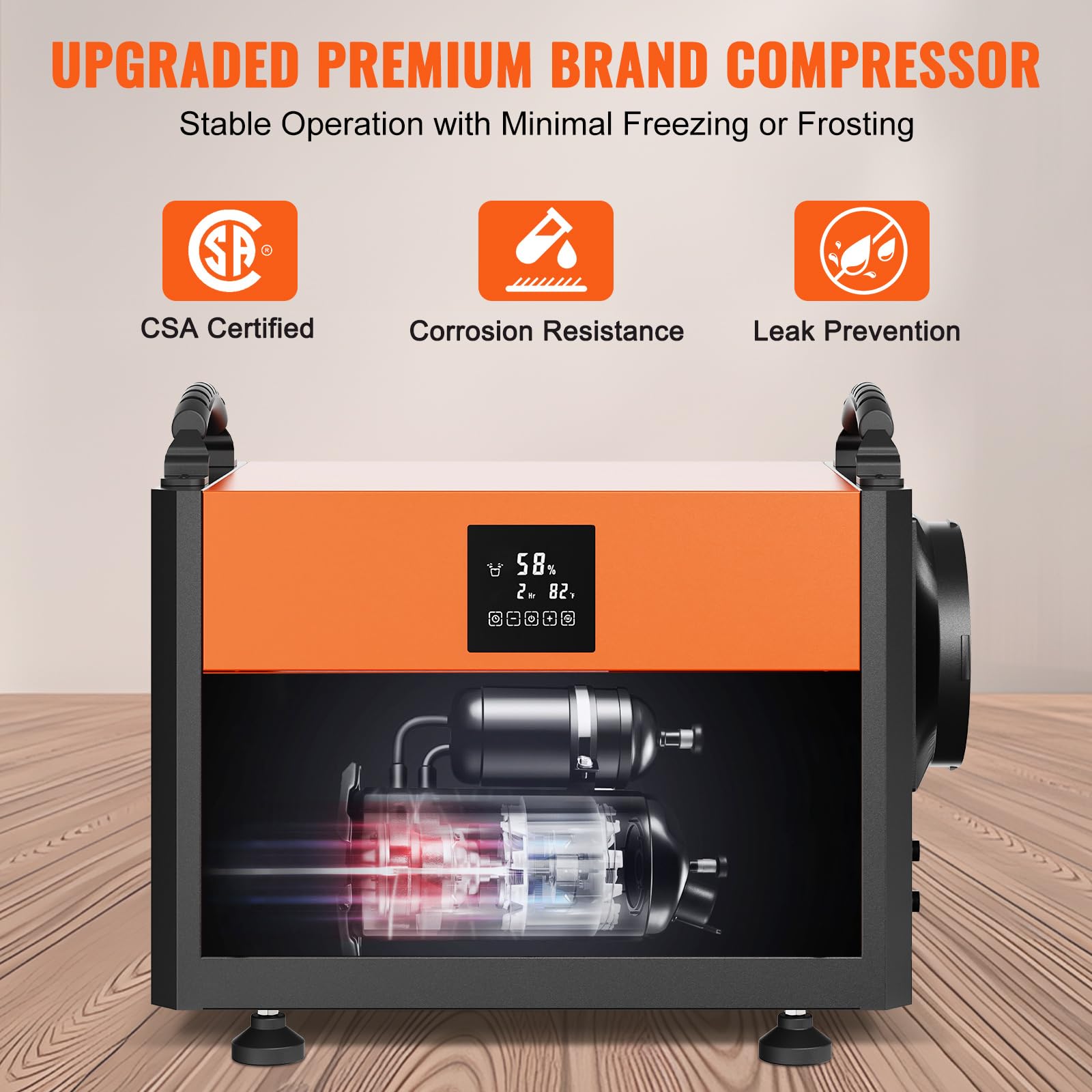 Vevor 190 Pints Commercial Dehumidifier With Drain Hose For Crawl Spaces, Basements Warehouse & Job Sites, Large Capacity Dehumi