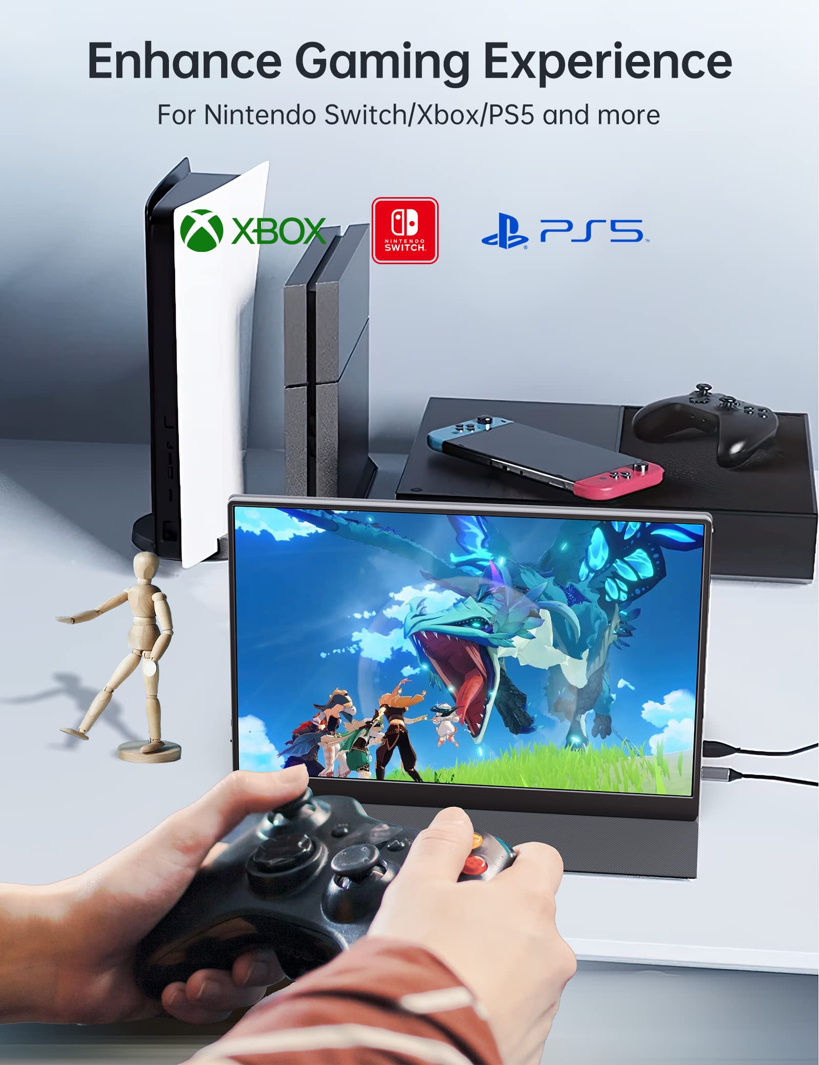 Forhelp 2K Portable Monitor 16Inch 2560X1600 Usb C Laptop Monitor Hdmi Computer Display Hdr Ips Gaming Screen W/Smart Cover & Du