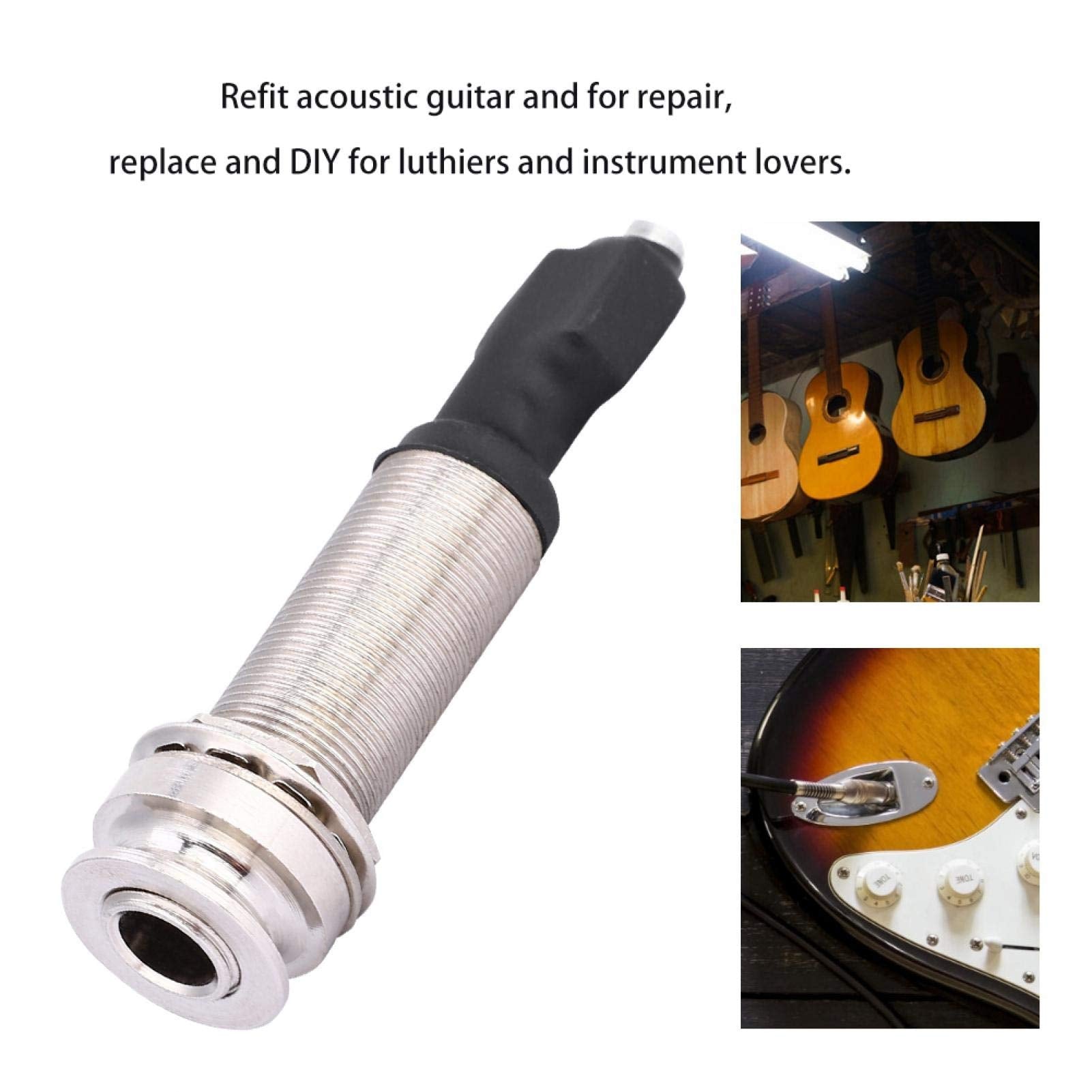 1/4'' (6.35Mm) Output 2.5Mm Input Endpin Jack, Piezo Pickup Jack Built In Rod Piezo Pickup For Acoustic Guitar