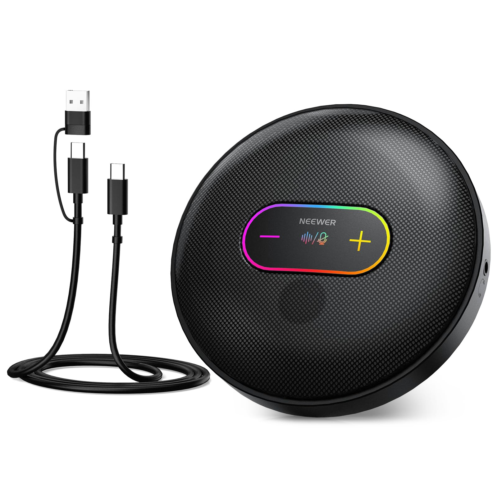 NEEWER UM04 USB Microphone, AI Cancelling Desktop Omnidirectional Condenser Mic with 48KHz/24Bit Mute for Online Meeting Recordi