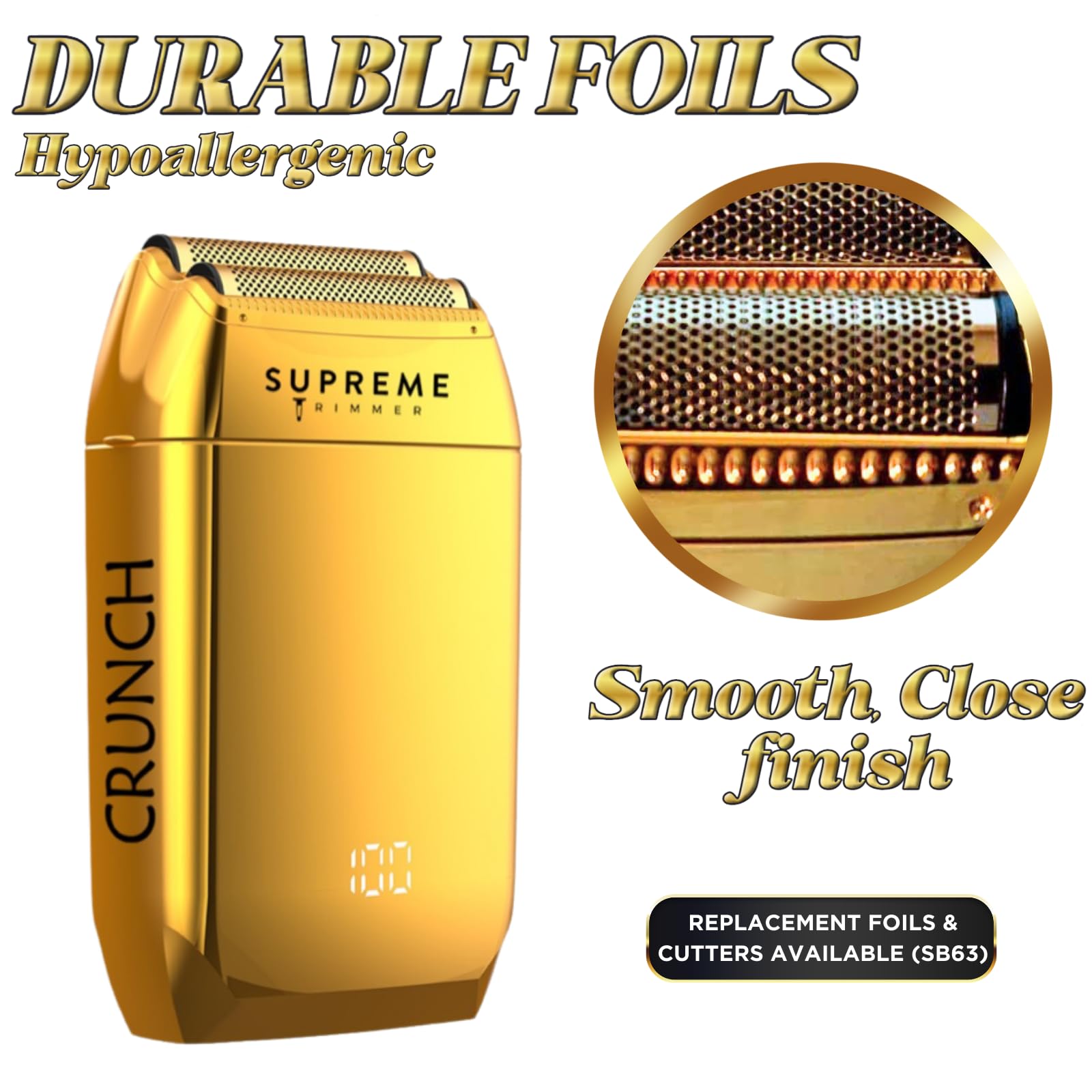 Supreme Trimmer Replacement Foil & Cutter Sb63 | Hypoallergenic Foil For Crunch Stf602 | Gold