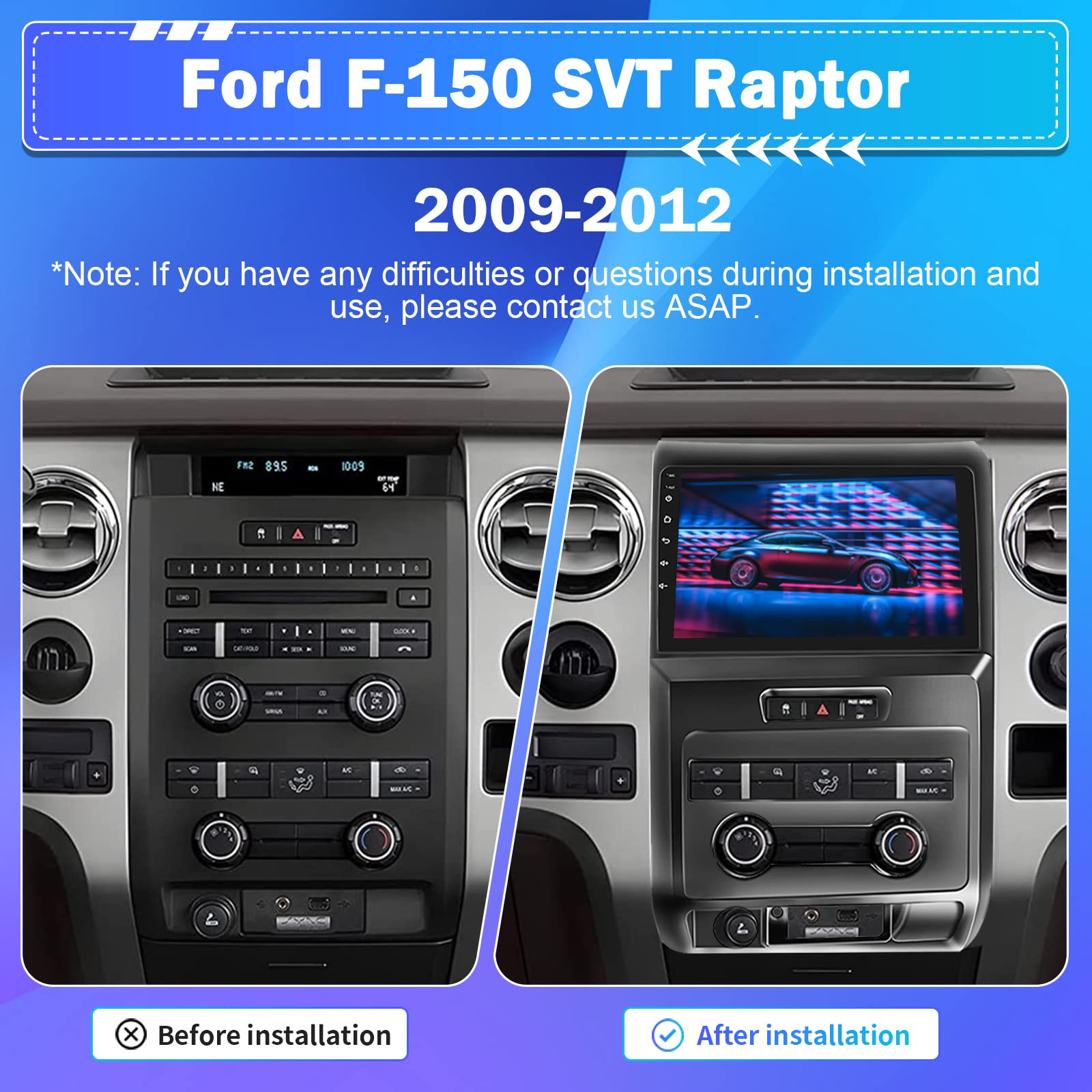 Roinvou For Ford F 150 F150 2009 2012 Android Car Radio Stereo, 9 Inch Capacitive Hd Touch Screen Mirror Link Gps Navigation Hea