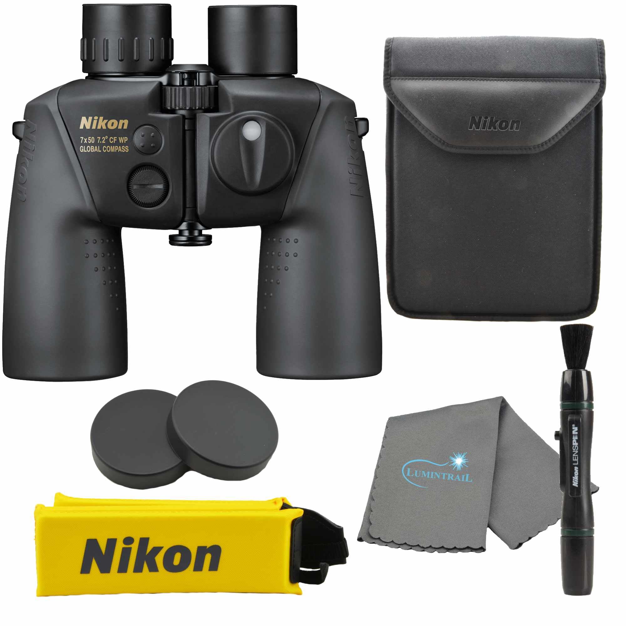 Nikon 7x50mm CF WP OceanPro Marine Binoculars with Global Compass (16026) - Waterproof, Fogproof Bundle with Nikon Lens Pen and 