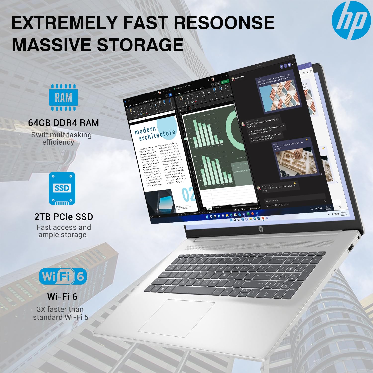 Hp Newest 17 Touchscreen Laptop Computer, 17.3 Inch Hd+ Touch Screen Business Pc, Core I7, 64Gb Ram, 2Tb Ssd, Windows 11 Pro, Li