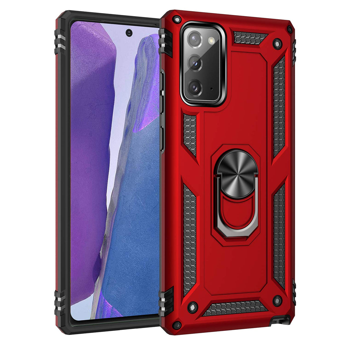 Meifei Samsung Note 20 Case, Galaxy Note 20 5G Case, Military Grade 360 Degree Rotating Metal Ring Holder Kickstand Protective P