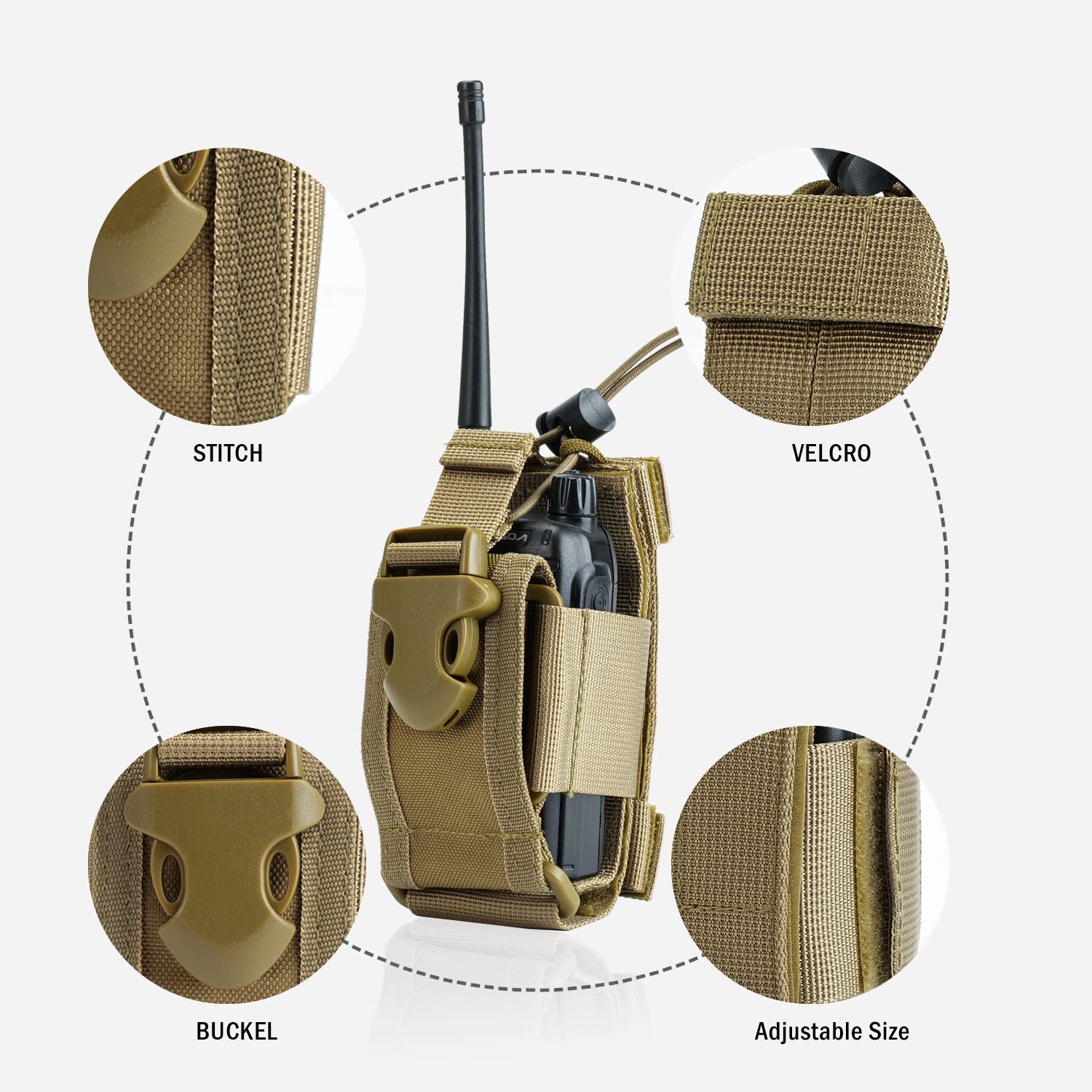 Viperade Radio Holster, Molle Radio Pouch For Vest, Universal Walkie Talkie Holster For Duty Belt, Police Radio Holder Tactical For Baofeng, Motorola