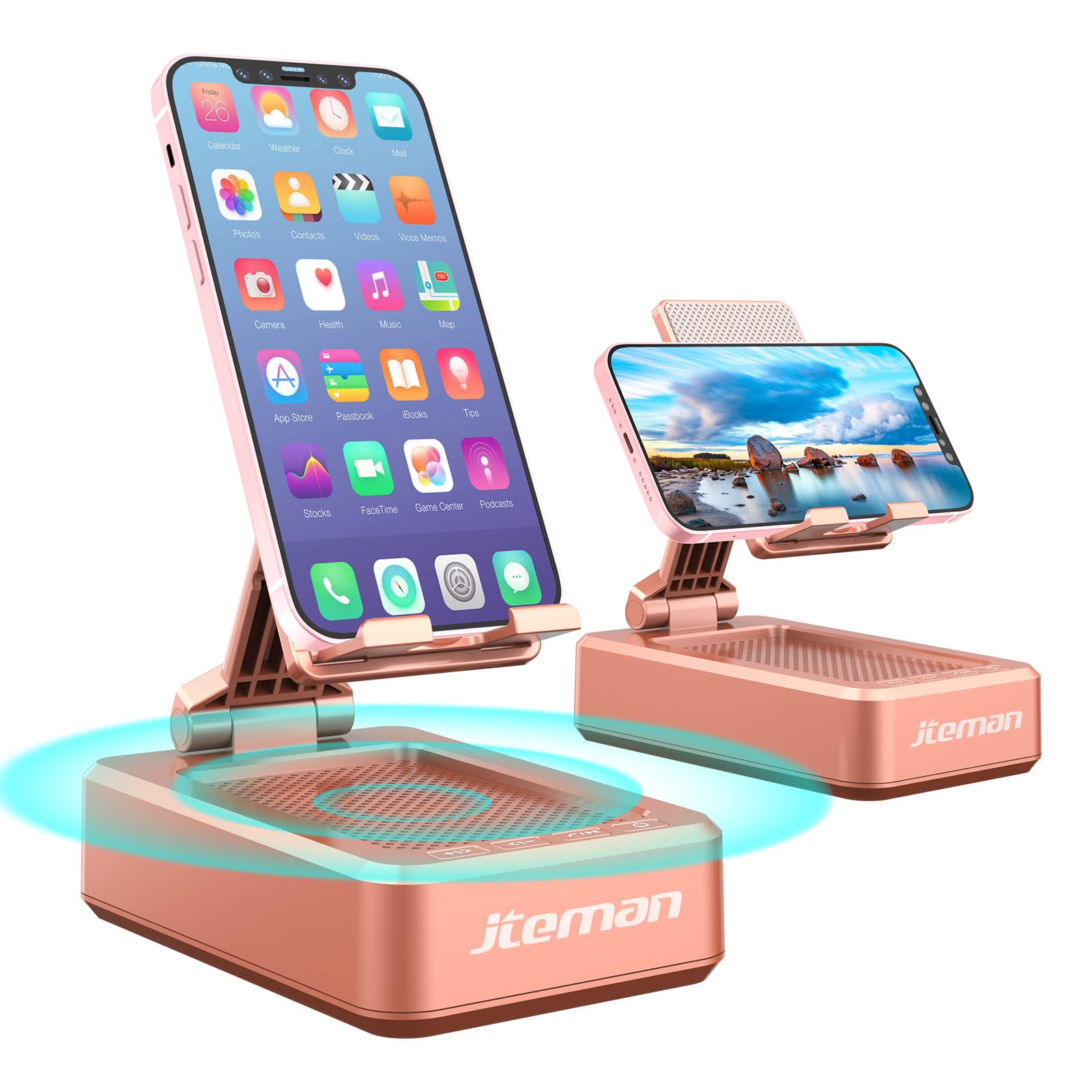 Jteman Portable Phone Stand With Speaker Bluetooth Wireless,Gifts For Men Women,Birthday For Women Men,Kitchen Gadgets For Men,P