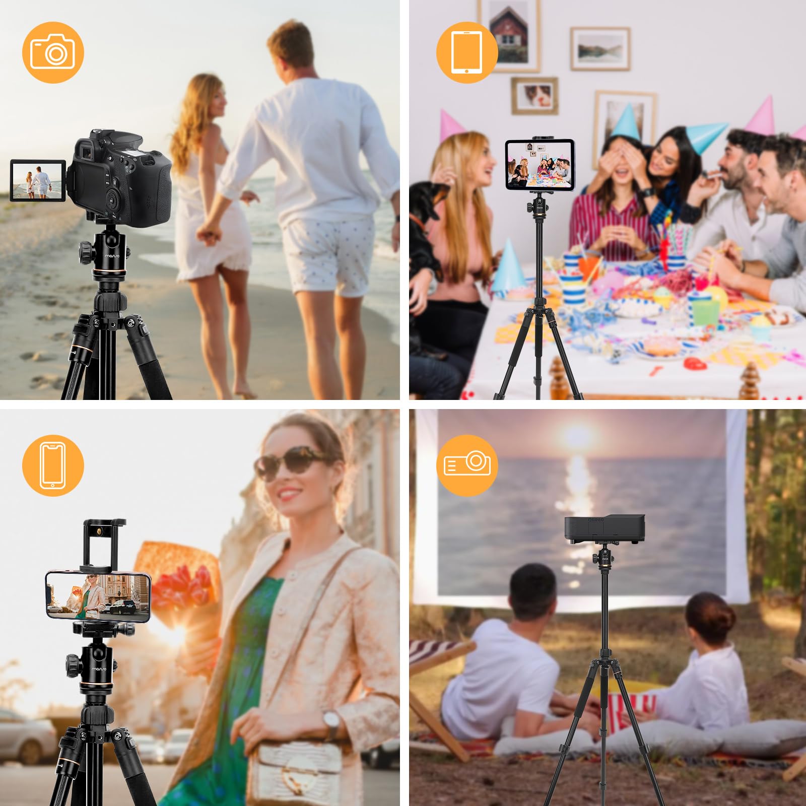 Mosiso 64.5 Inch Tripod For Camera, 360 Degree Ball Head Aluminum Camera Tripod Stand With Bag&Phone Mount For Travel, Dslr Tripod&Monopod Compatible With Canon Nikon Sony Camera, 11Lb Load, Black