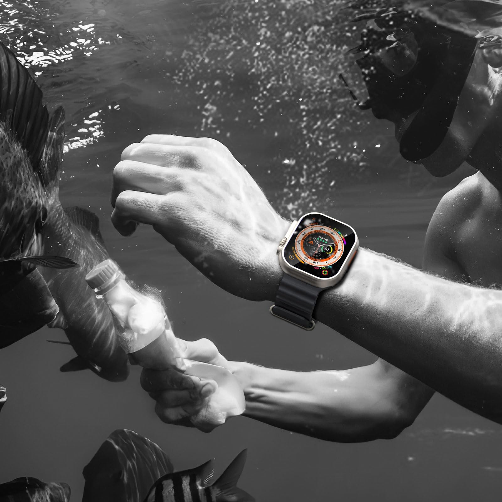 Ocean Silicone Bands Compatible With Apple Watch Ultra 49Mm 45Mm 44Mm 42Mm, Soft Silicone Sport Wristbands Replacement Strap For