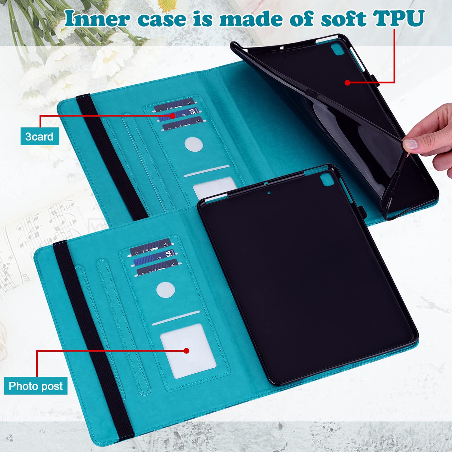 Case For Samsung Galaxy Tab S2 9.7 Inch 2015 (Sm T810 T813 T815 T817 T818 T819), Pu Leather Soft Silicone Back Cover Card Holder