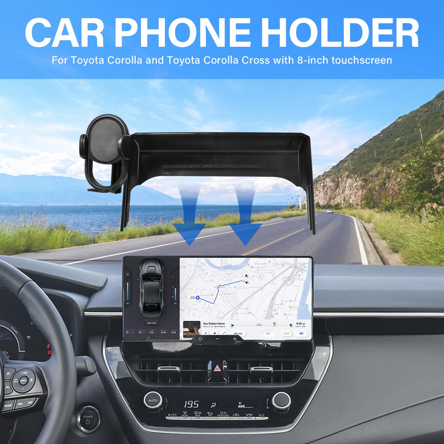 Mochent Car Phone Holder For Toyota Corolla 2019-2025 Corolla Cross 2022-2024 2025 Corolla Accessories, Cell Phone Mount With 8