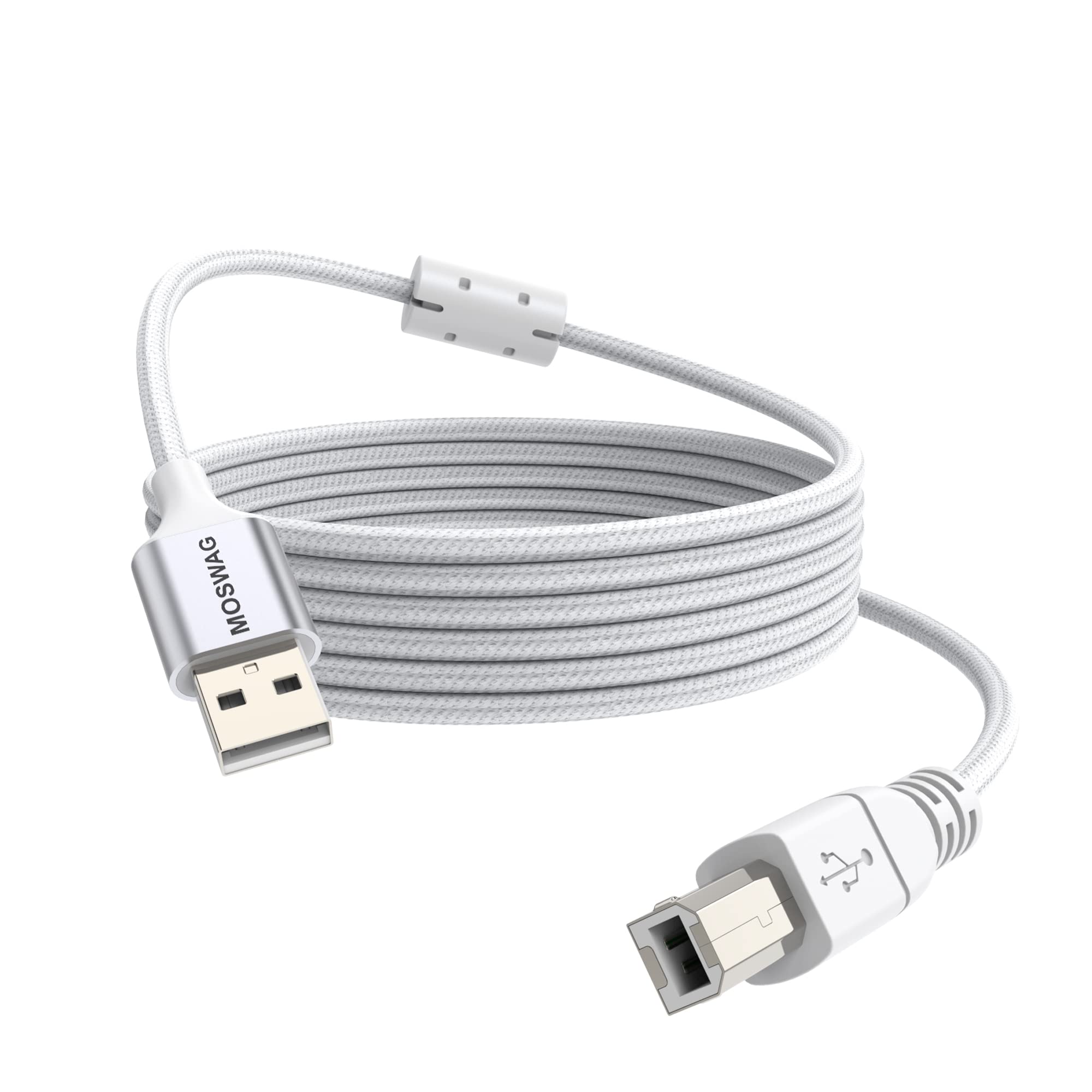 Moswag Usb Printer Cable 10Ft/3Meter Scanner Cable Usb Printer Cord Type A To Type B Durable Usb 2.0 Scanner Cord High Speed For Hp,Canon,Dell,Epson,Lexmark,Xerox,Brother,Samsung And More