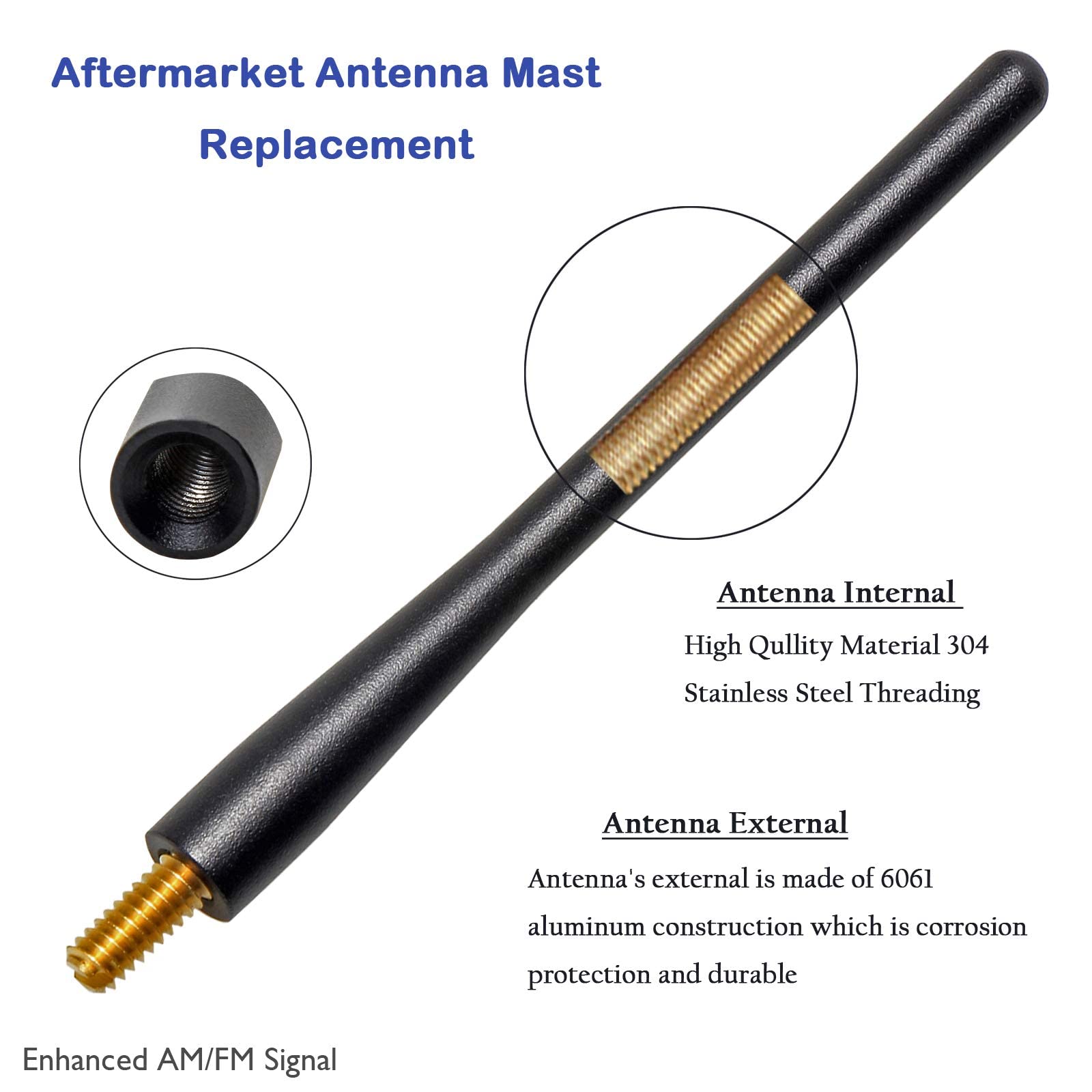 Anina 4.7'' Car Short Antenna Mast For 2009 2018 Ford F150 Aluminium Alloy Truck Antenna For Am/Fm Radio Reception Car Wash Proof