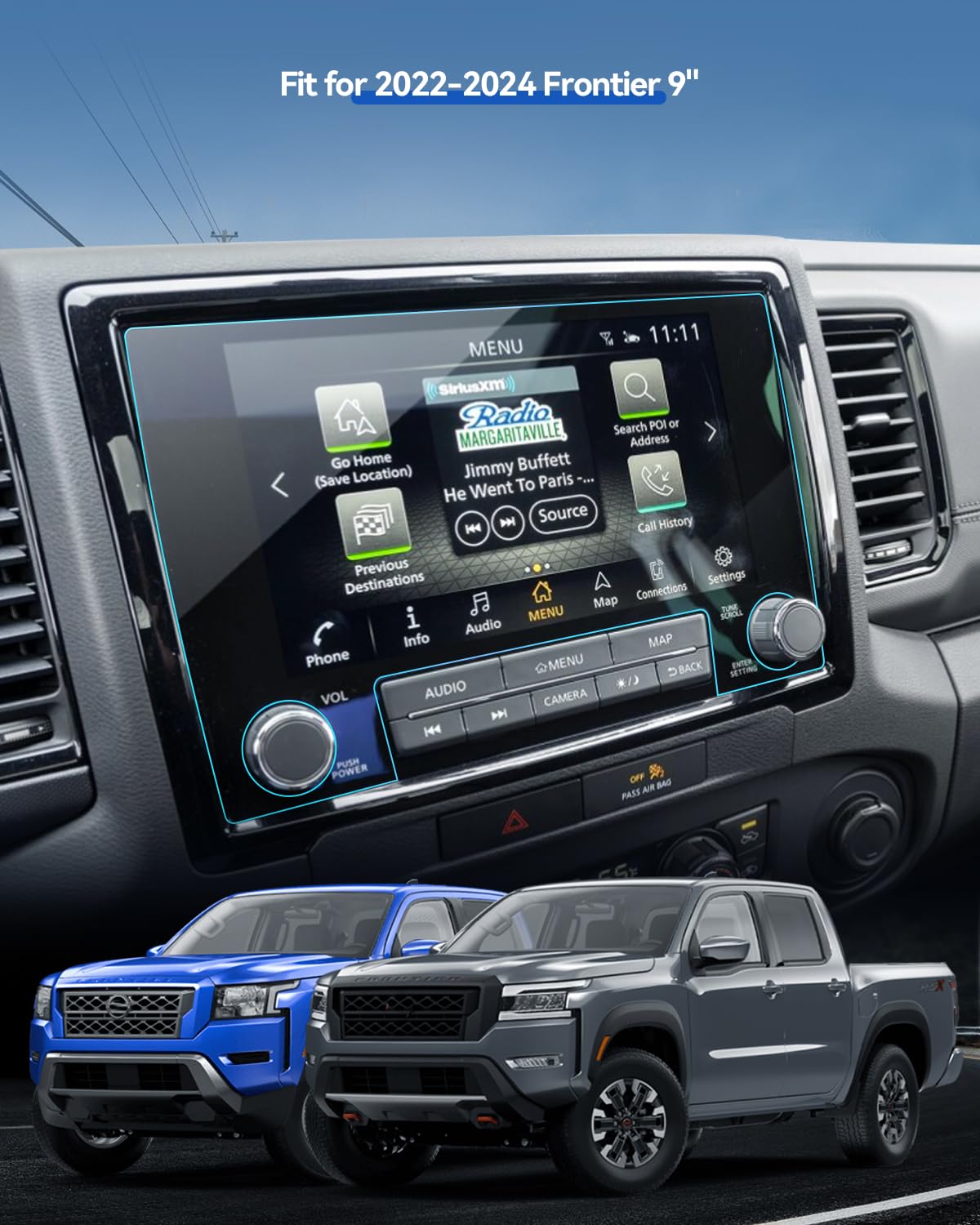 Lantu Car Screen Protector For 2024 2023 2022 Frontier Accessories Touchscreen Protector Film Tempered Glass Hd Clear Anti Finge