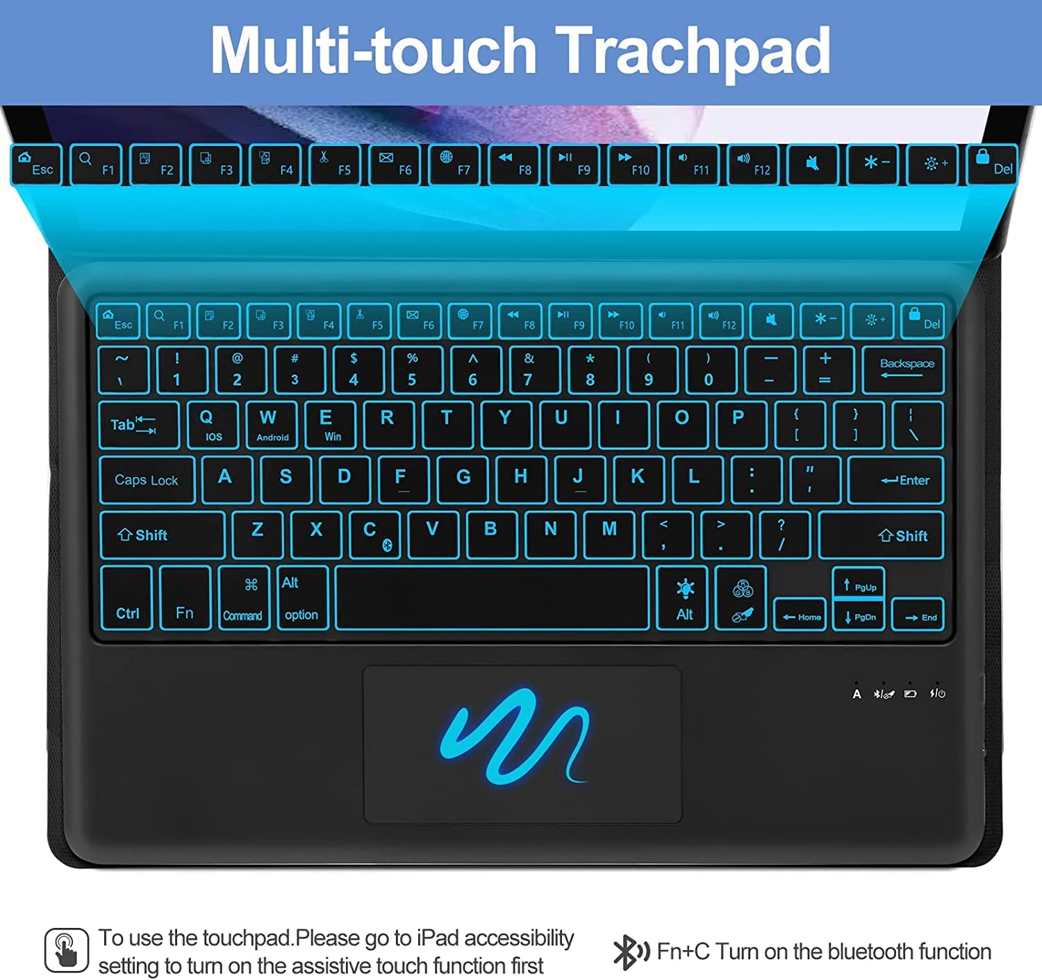 Yehobu Samsung Galaxy Tab S8 Plus/S7 Fe/S7 Plus Keyboard Case 12.4     Smart Trackpad  7 Color Backlight  Detachable Bluetooth K