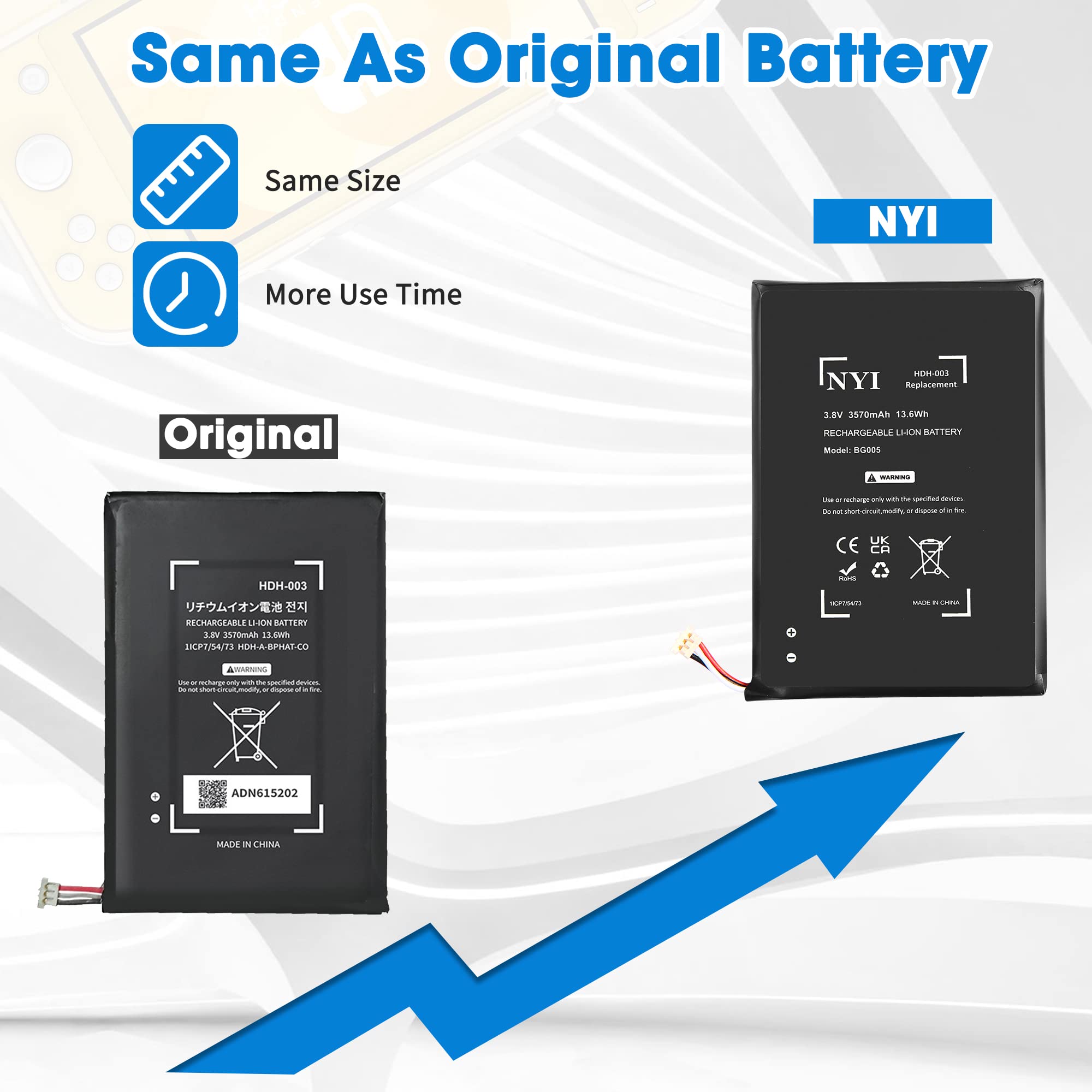Nyi Upgraded Hdh 003 Replacement Battery Compatible With Nintendo Switch Lite Console Handhold Hdh 001,3570Mah Internal Battery