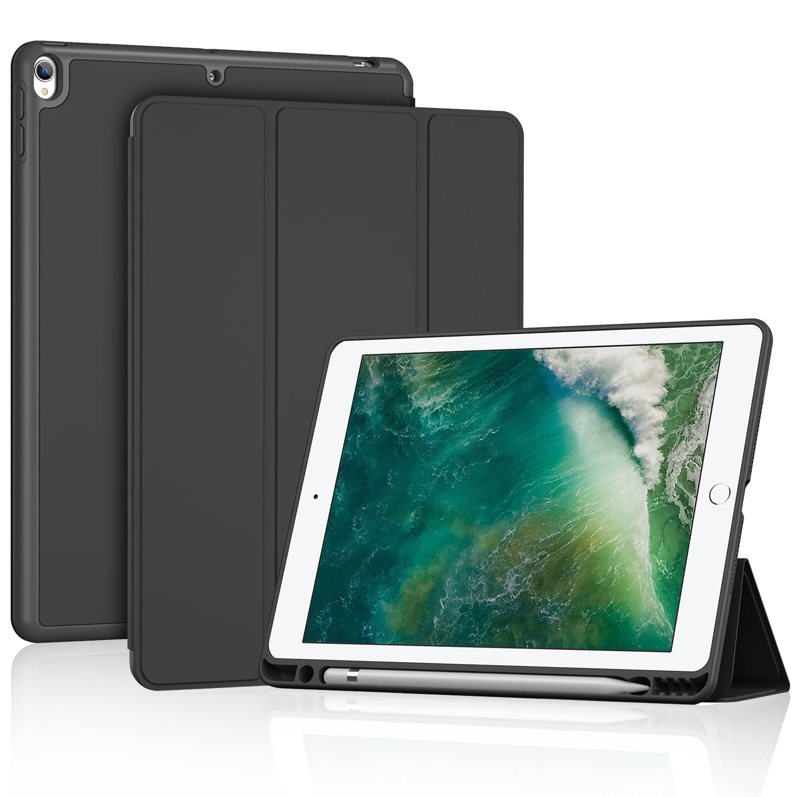 ProCase Smart Case for 10.5 iPad Air 3rd Generation 2019 / iPad Pro 2017, Slim Stand Cover with Pencil Holder Soft TPU Back for 