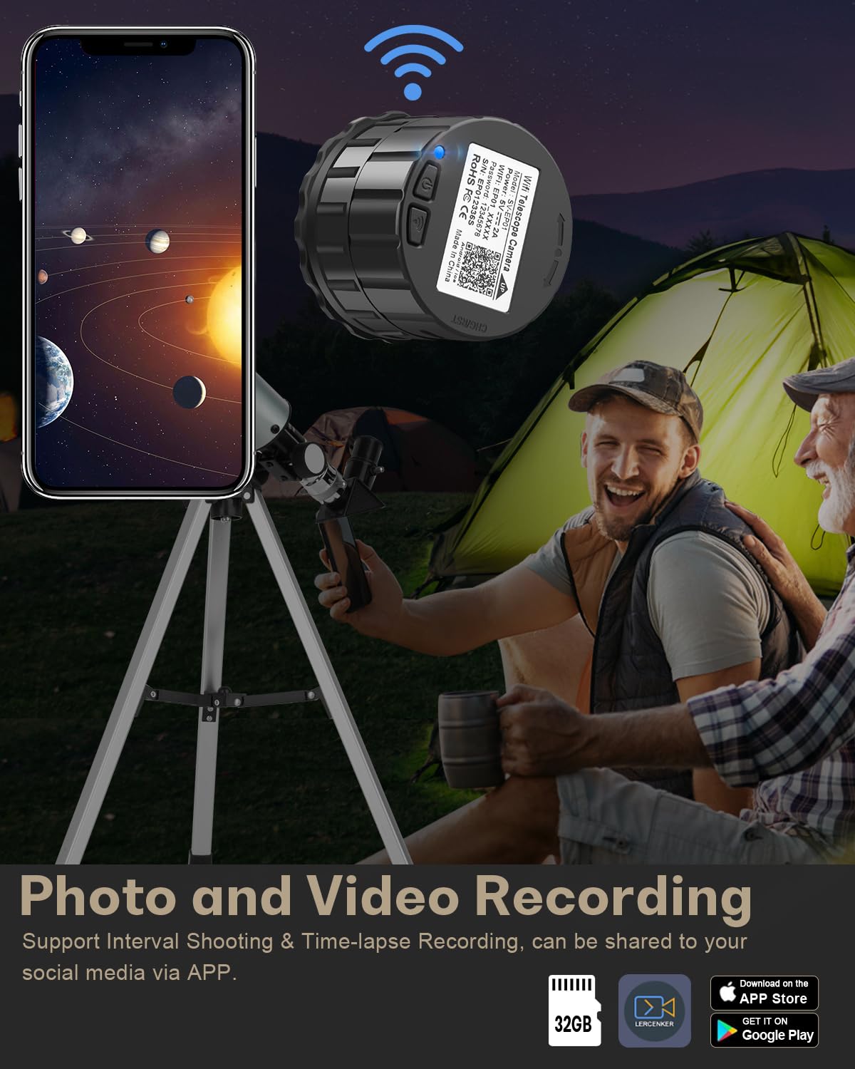 Wifi Telescope Eyepiece Camera For Astronomy   4Mp Electronic Eyepiece Camera For Astrophotography, Planetary And Bird Watching,