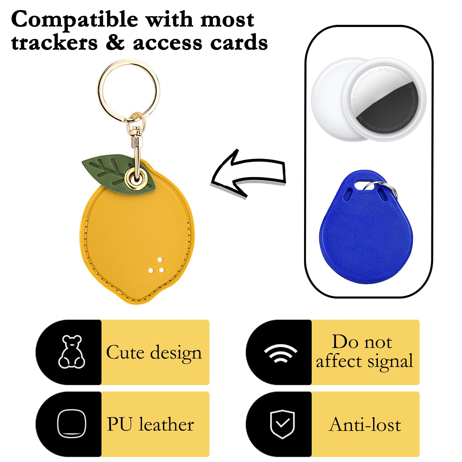 Letoileite Leather Keychain Case Holder For Apple Airtag,Protective Air Tag Cover With Keychain Ring,Anti Scratch Airtags Case F