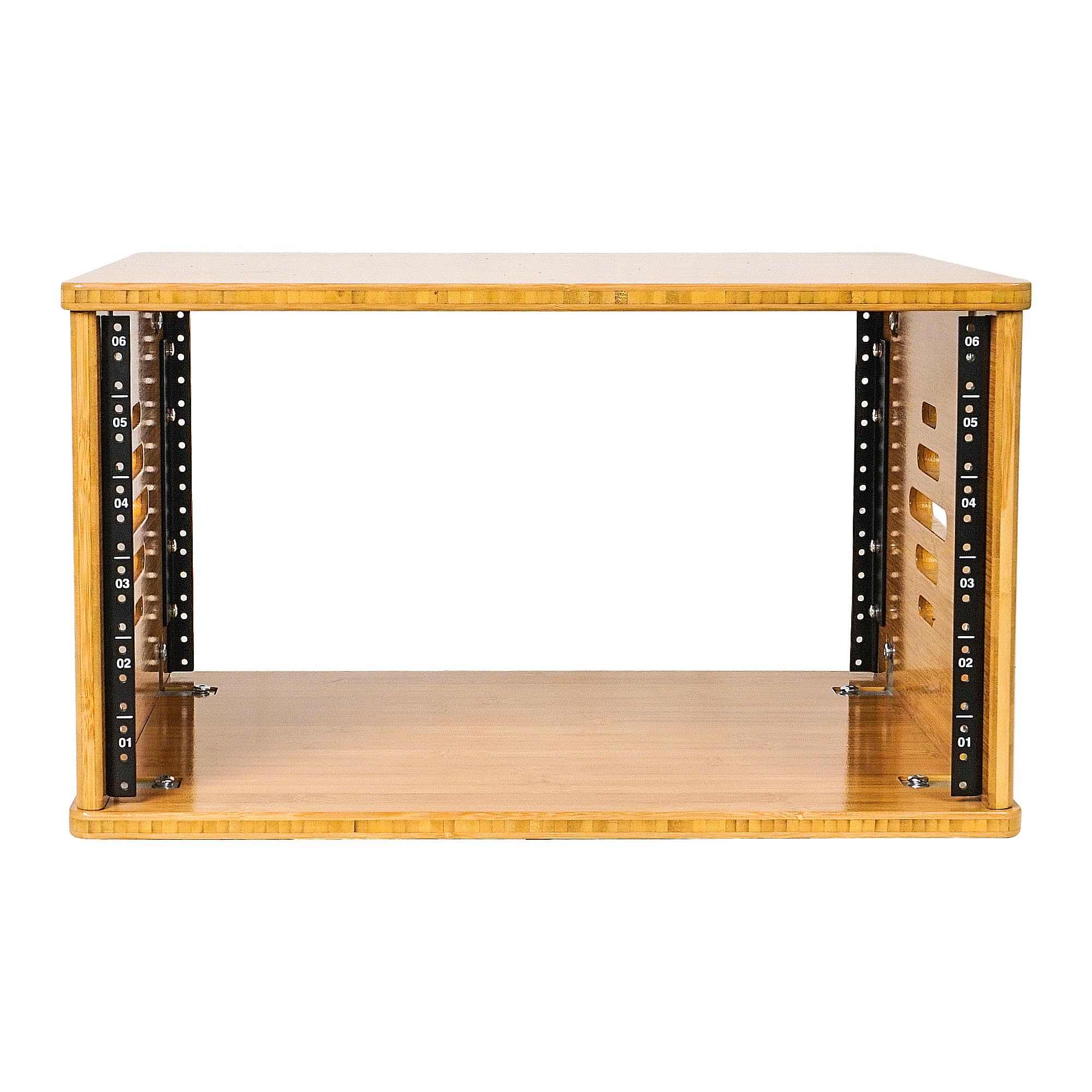 Sound Town Diy 6U Solid Carbonized Bamboo Studio Equipment Rack W/ 14.2'' Depth, Ventilation For Recording Room, Pa/Dj Pro Audio