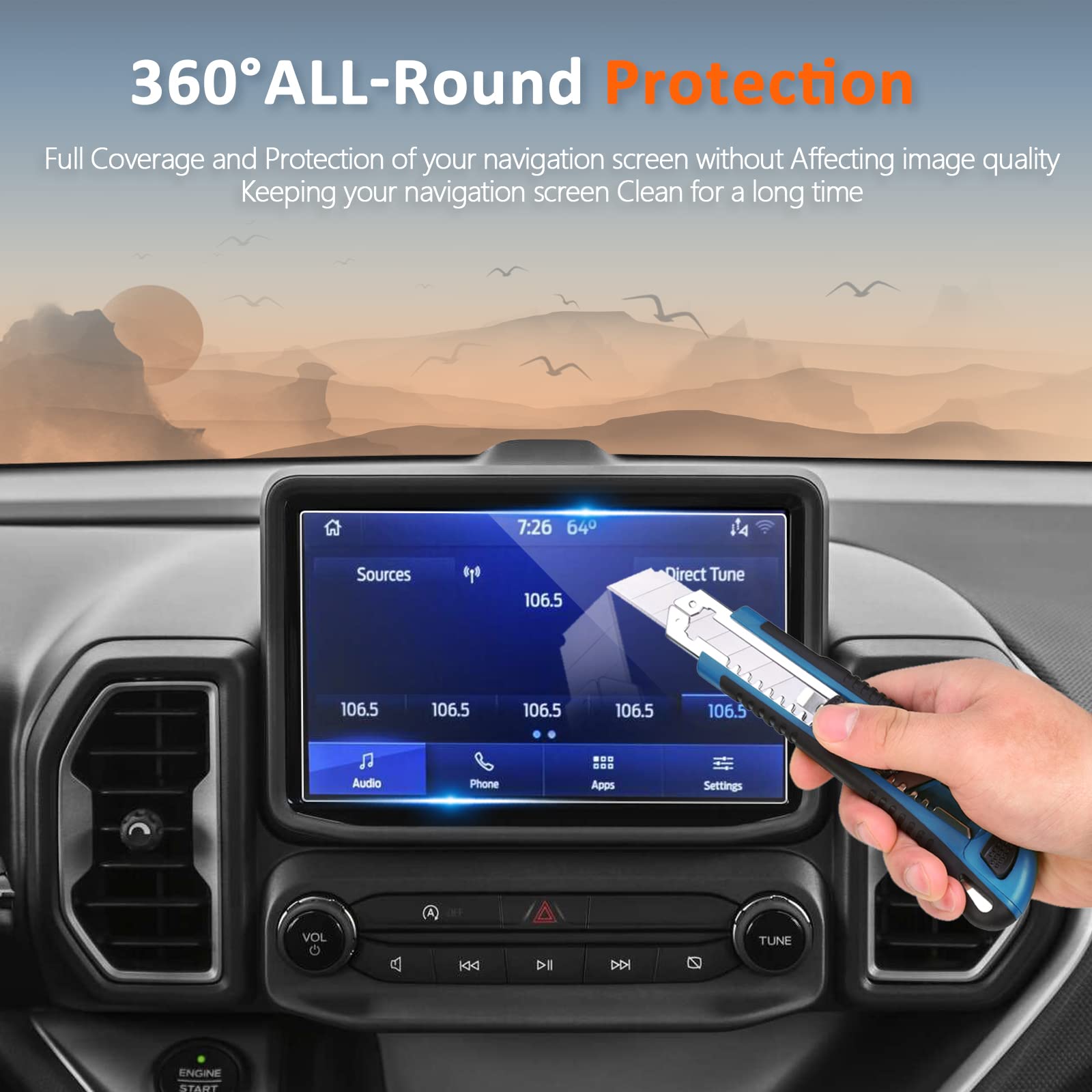 Cdefg For Ford Bronco Sport Accessories 2024 2023 2022 2021 Screen Protector (Base/Big Bend/ Heritage/Outer Banks/ Badlands /Heritage Limited) 2015 2020 F 150 F150, Edge, (2018 2021) Expedition Sync 3 Infotainment 8' Touchscreen, (8 Inch Tempered Glass)
