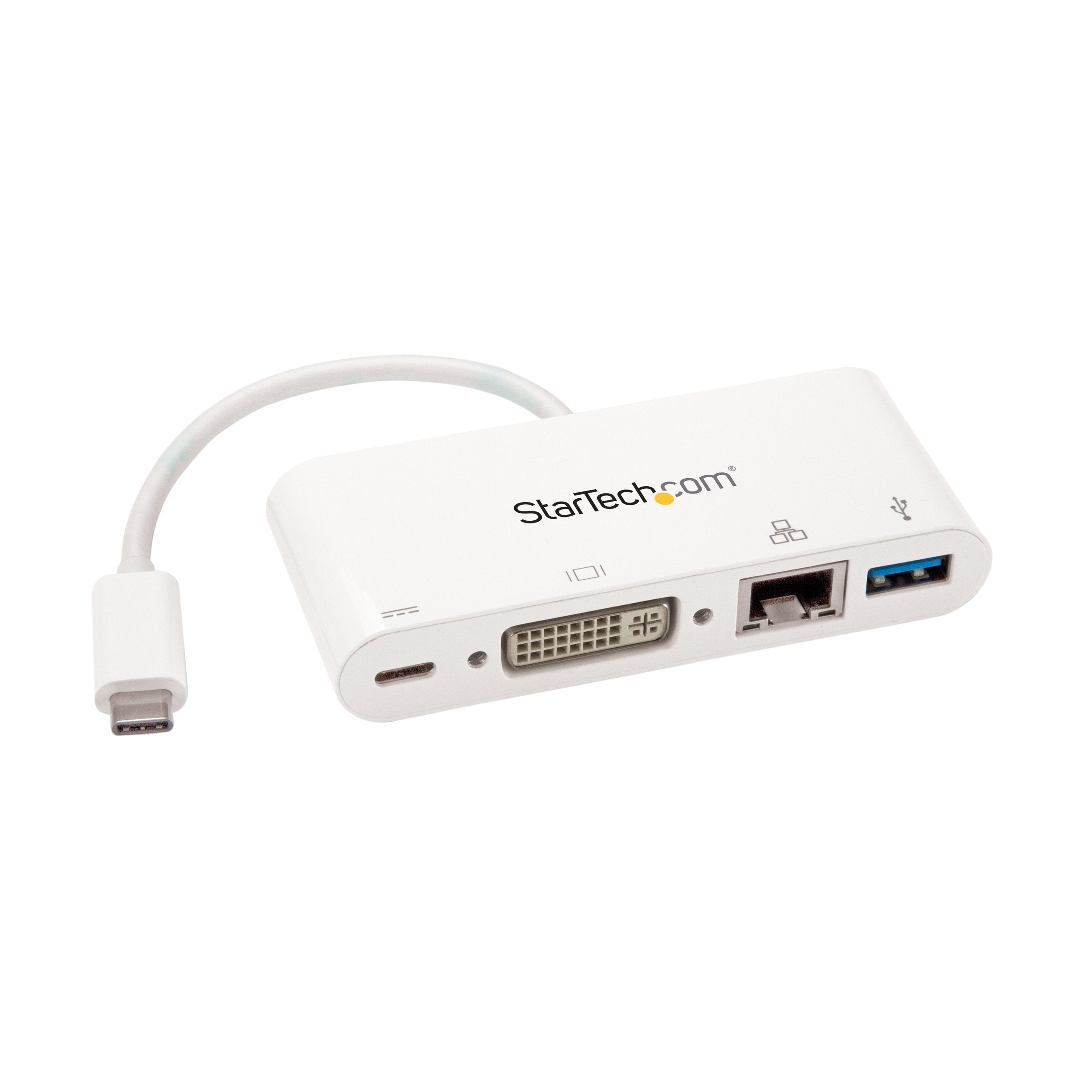 StarTech.com USB C Multiport Adapter - USB-C to DVI-D (Digital) Video Adapter with 60W Power Delivery Passthrough Charging, GbE,