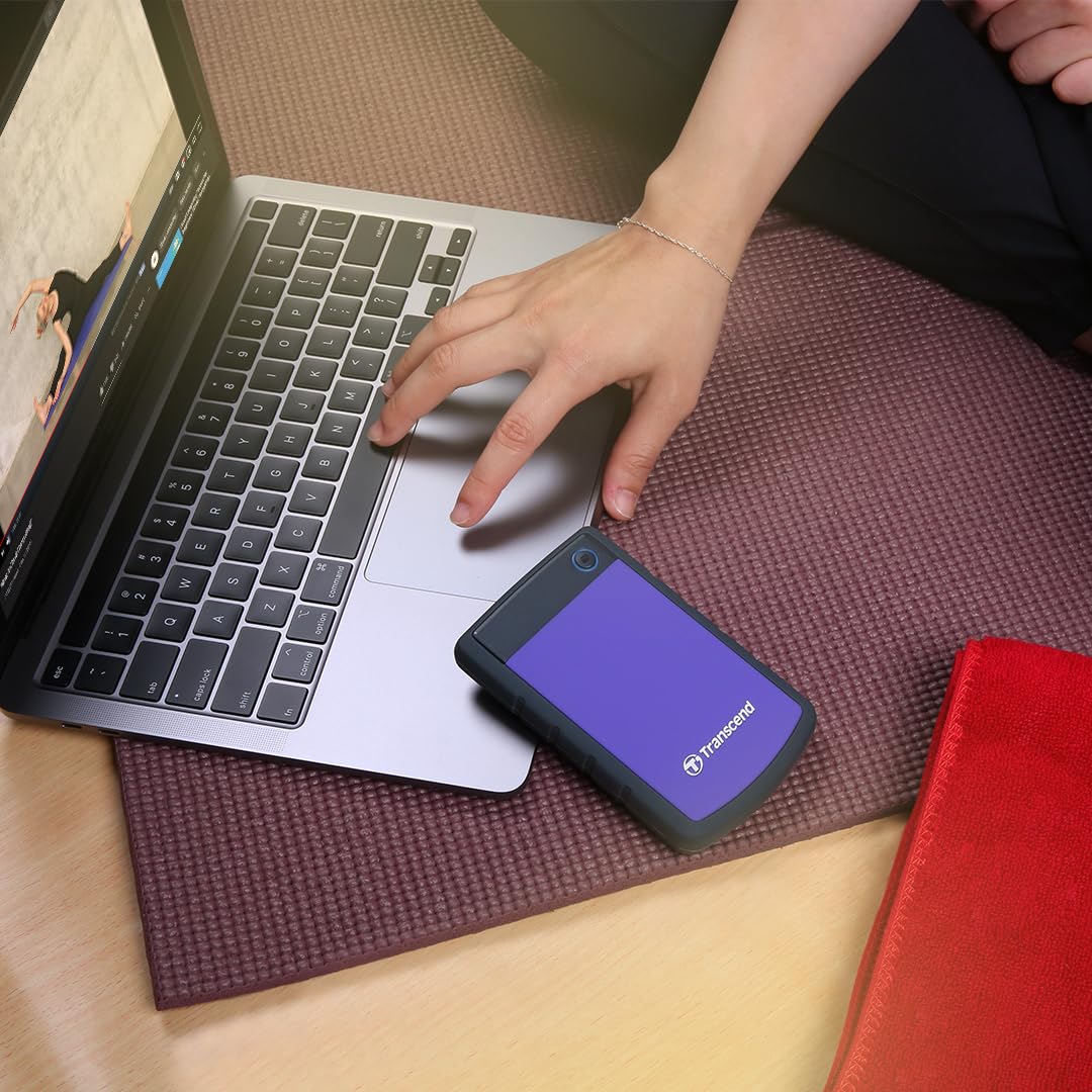 Transcend 4TB Portable Hard Drive, USB 3.0, 2.5-inch, Purple, Model TS4TSJ25H3P, Durable Plastic/Rubber Design